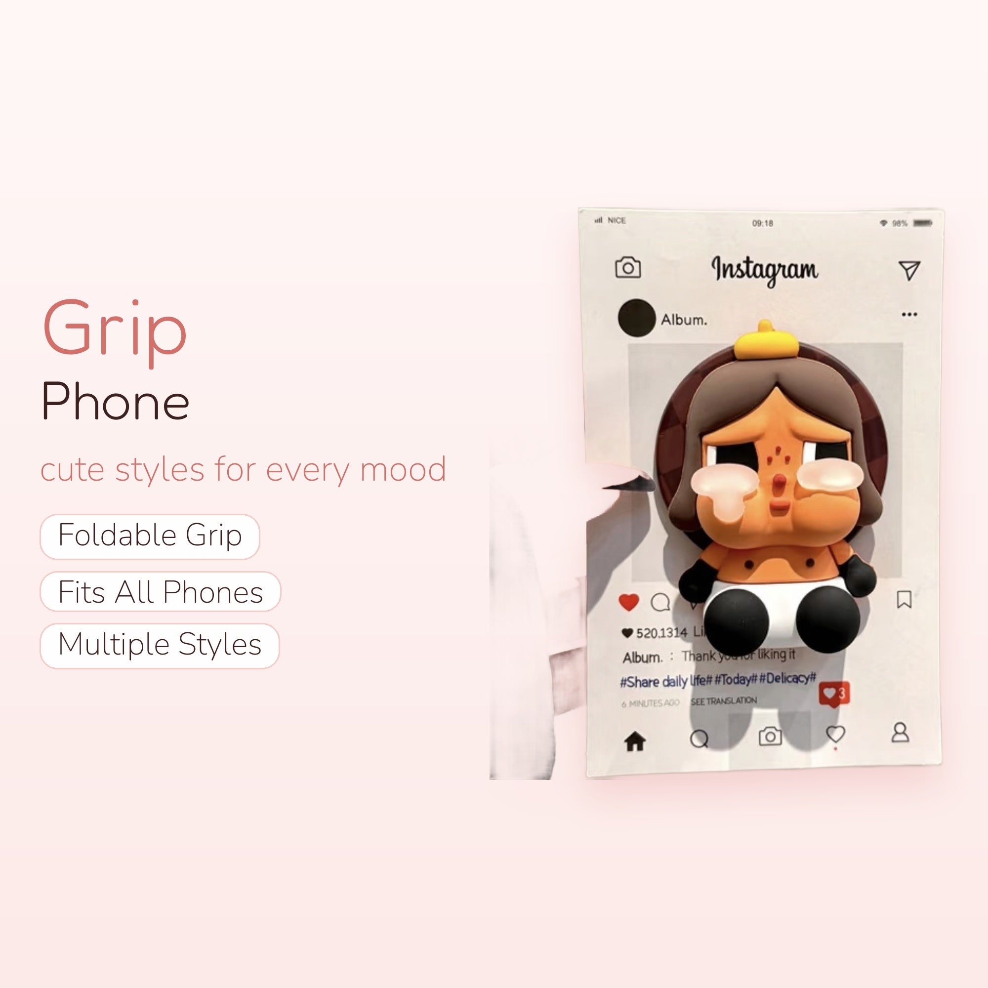 Crying Baby Instagram Post Phone Grip | Kawaii Pop Socket Stand