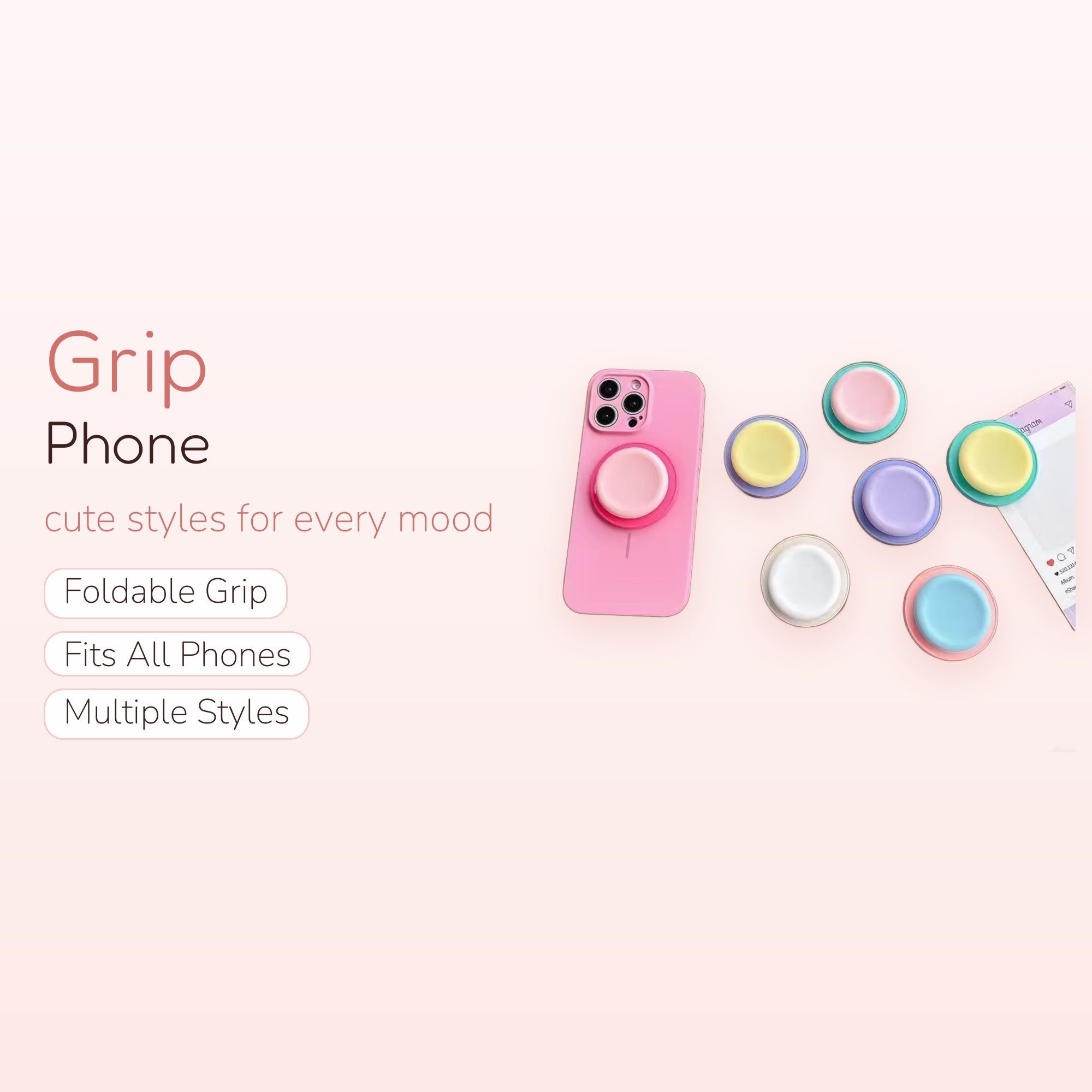 Pastel Silicone Phone Grip | Cute Round Pop Socket Stand
