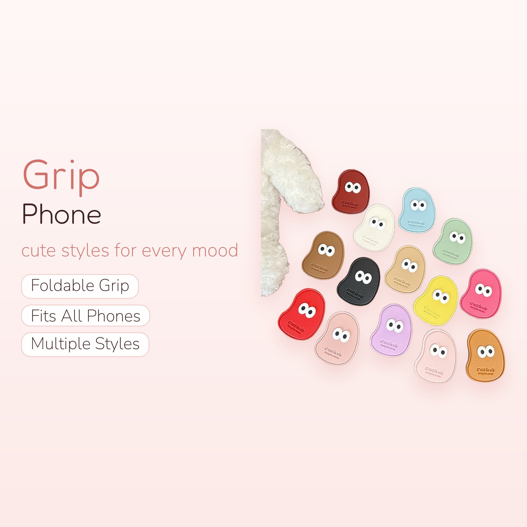 Cute Cartoon Bean Phone Grip | Kawaii Googly Eye Pop Socket Stand