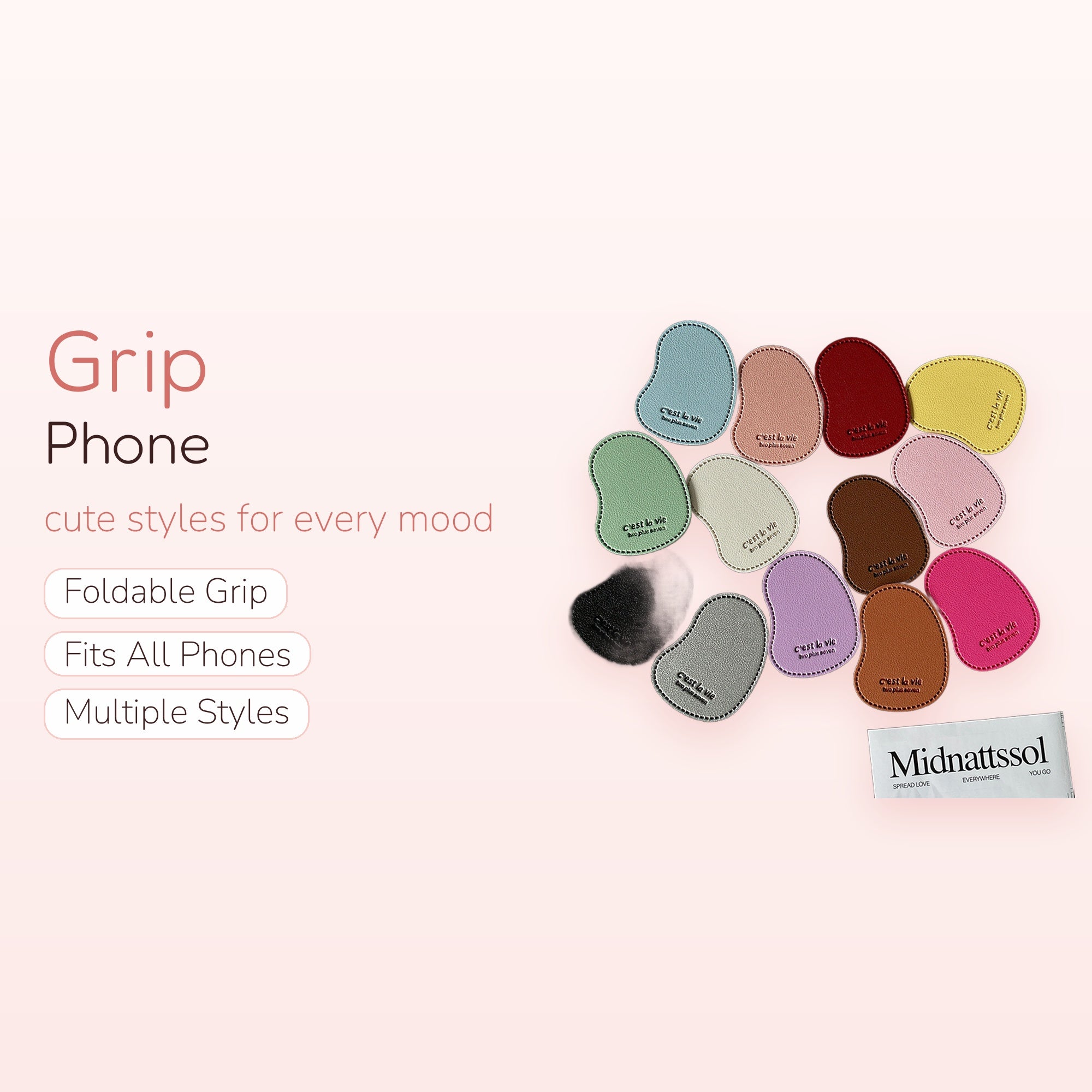 Kawaii Abstract Shape Phone Grip | Pastel Faux Leather Pop Socket Stand