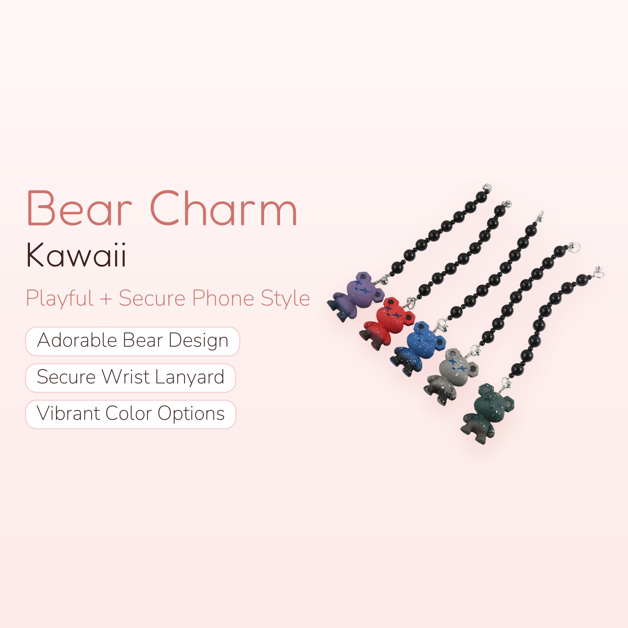 Honey — Cute Bear Phone Charm Beaded Wrist Strap