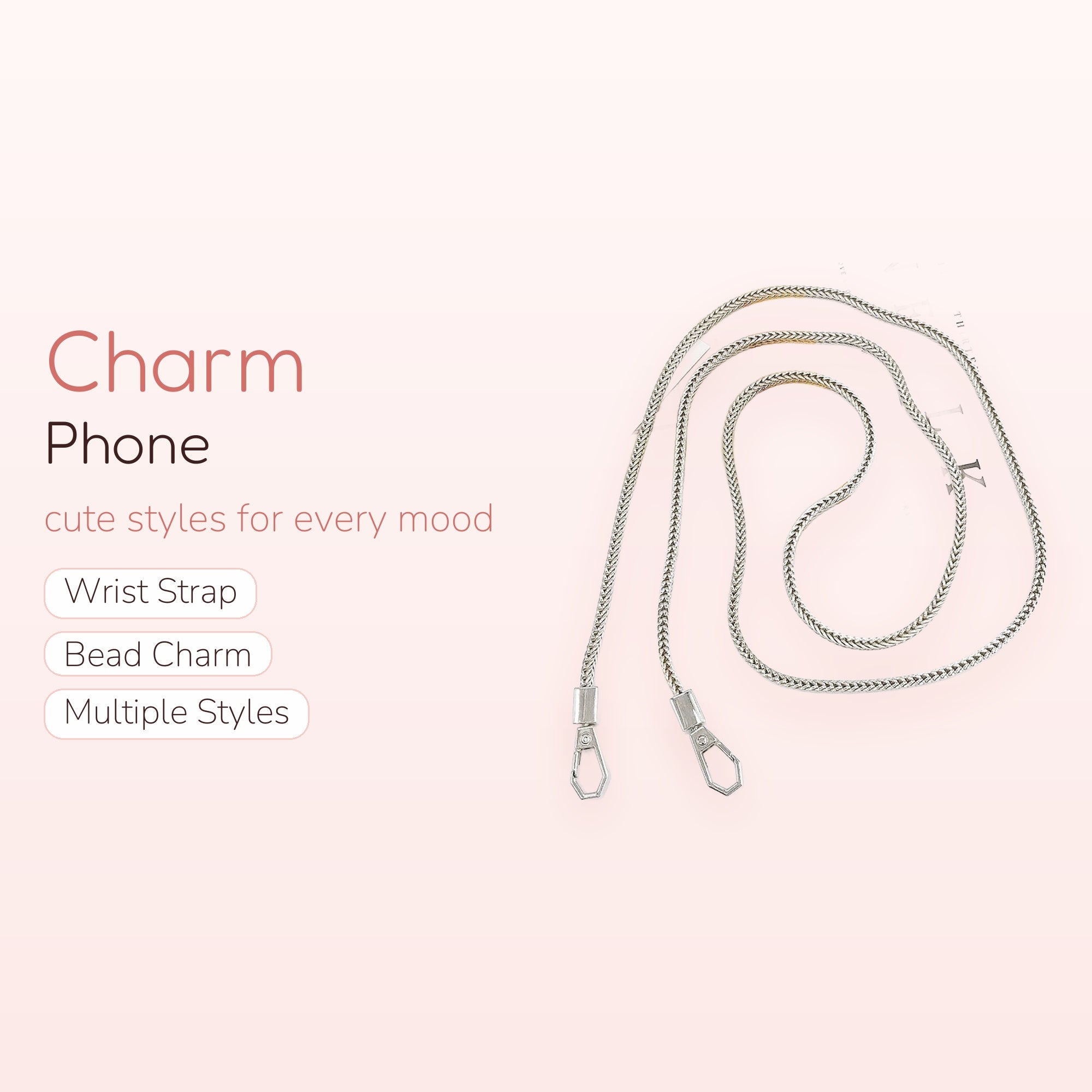 Silver Braided Chain Phone Charm Lanyard | Aesthetic Metal Crossbody Strap