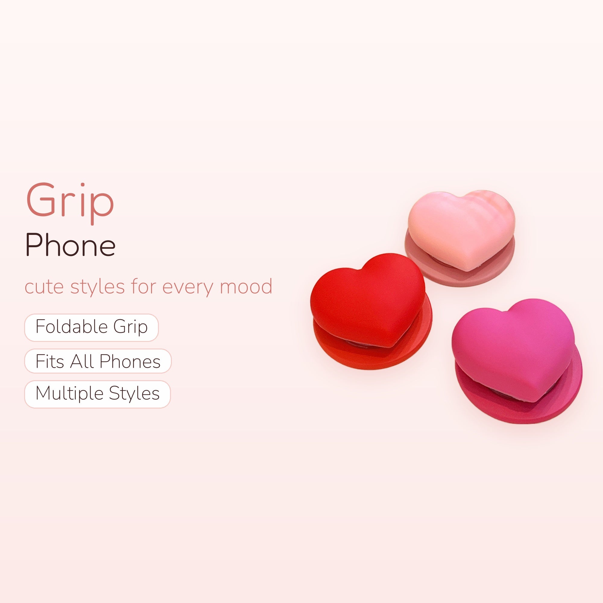Cute Heart Silicone Phone Grip | Aesthetic Pop Socket Stand for Phones