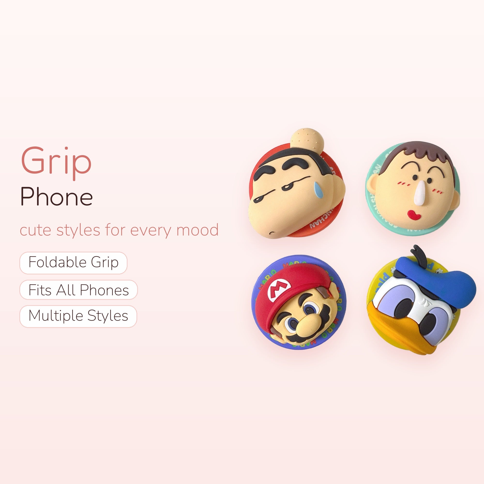 Cute Cartoon Character Phone Grips | Kawaii Silicone Pop Sockets