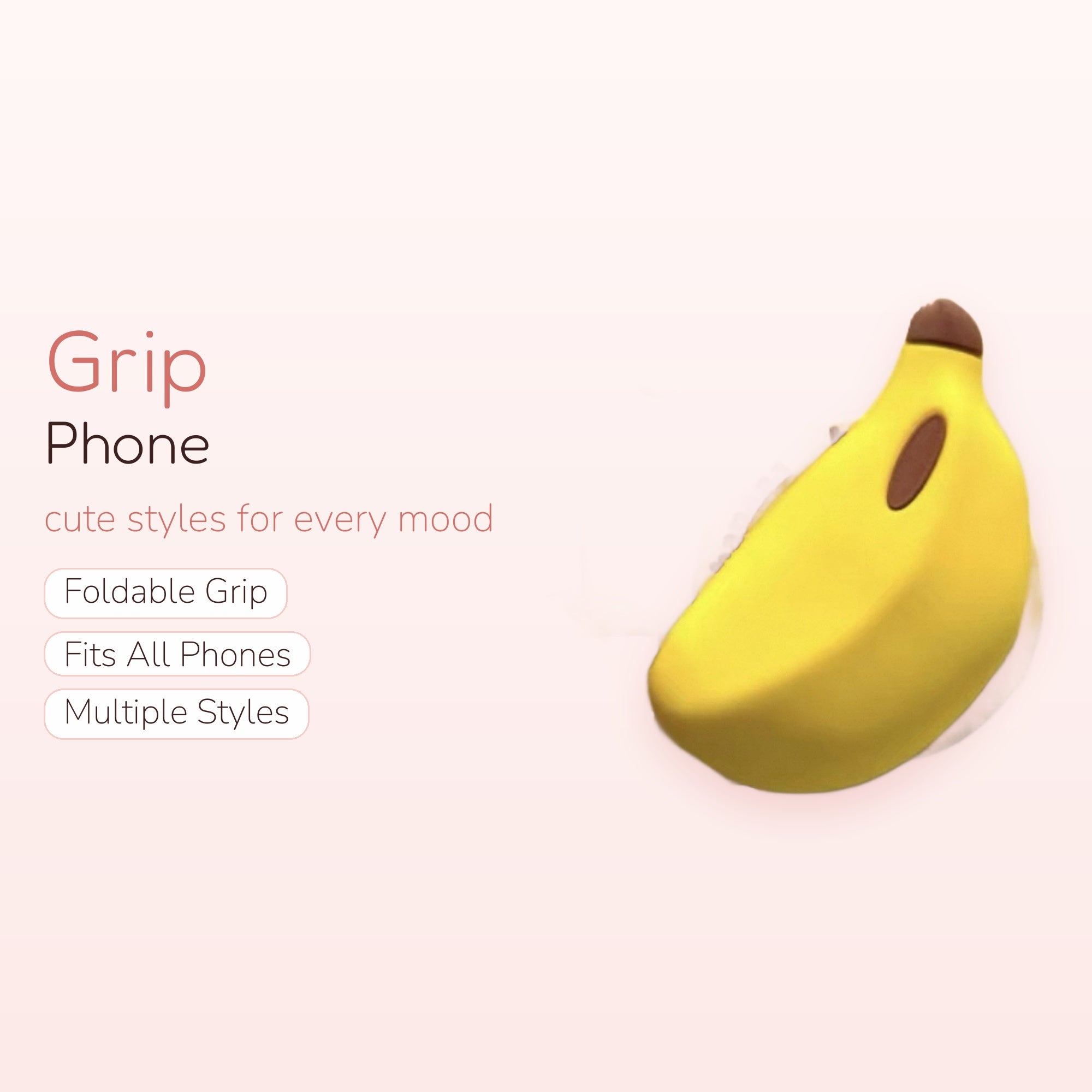 Cute Yellow Banana Phone Grip | Kawaii Fruit Pop Socket Stand