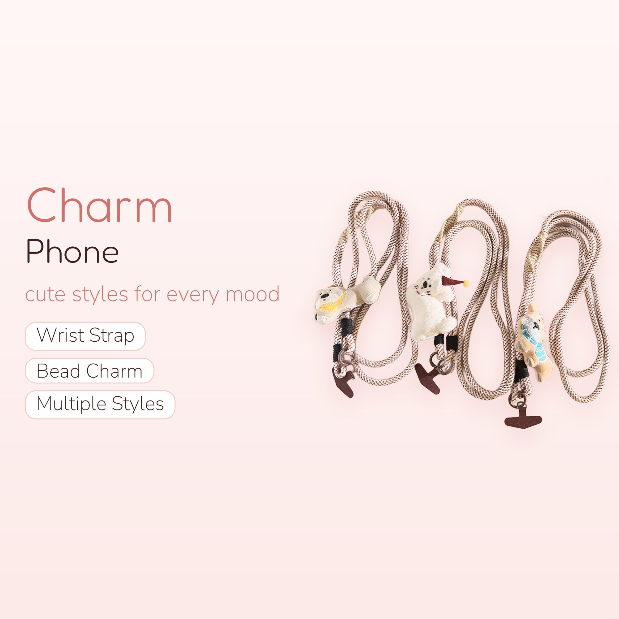 Cute Animal Plush Phone Lanyard | Kawaii Braided Rope Crossbody Phone Strap
