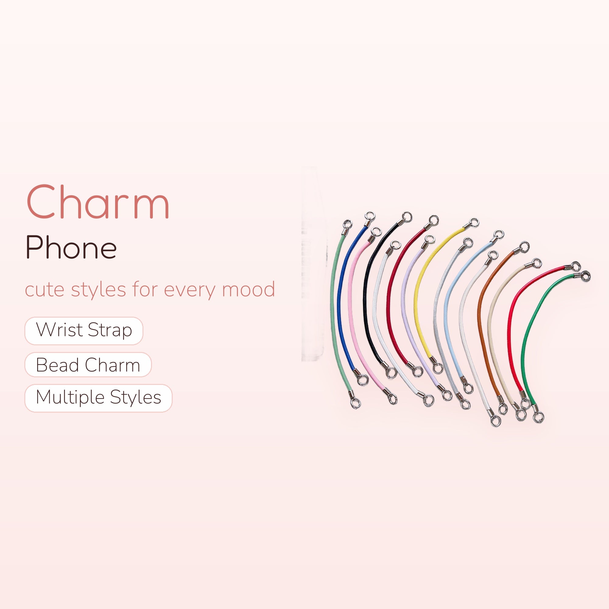 Colorful Braided Rope Phone Charm Straps | Aesthetic Wrist Lanyards with Silver Rings