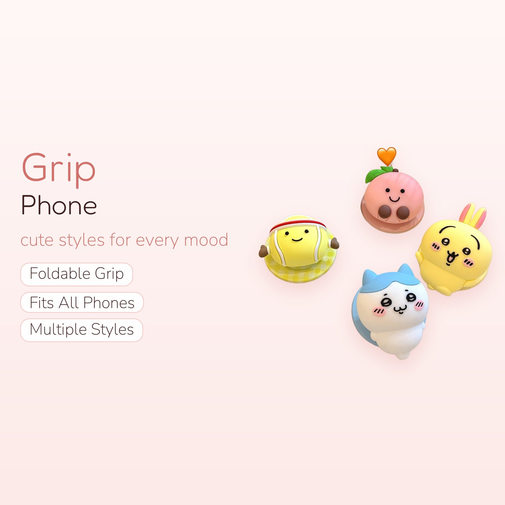 Kawaii Cartoon Magsafe Phone Grip | Cute Animal & Fruit Pop Socket Stand