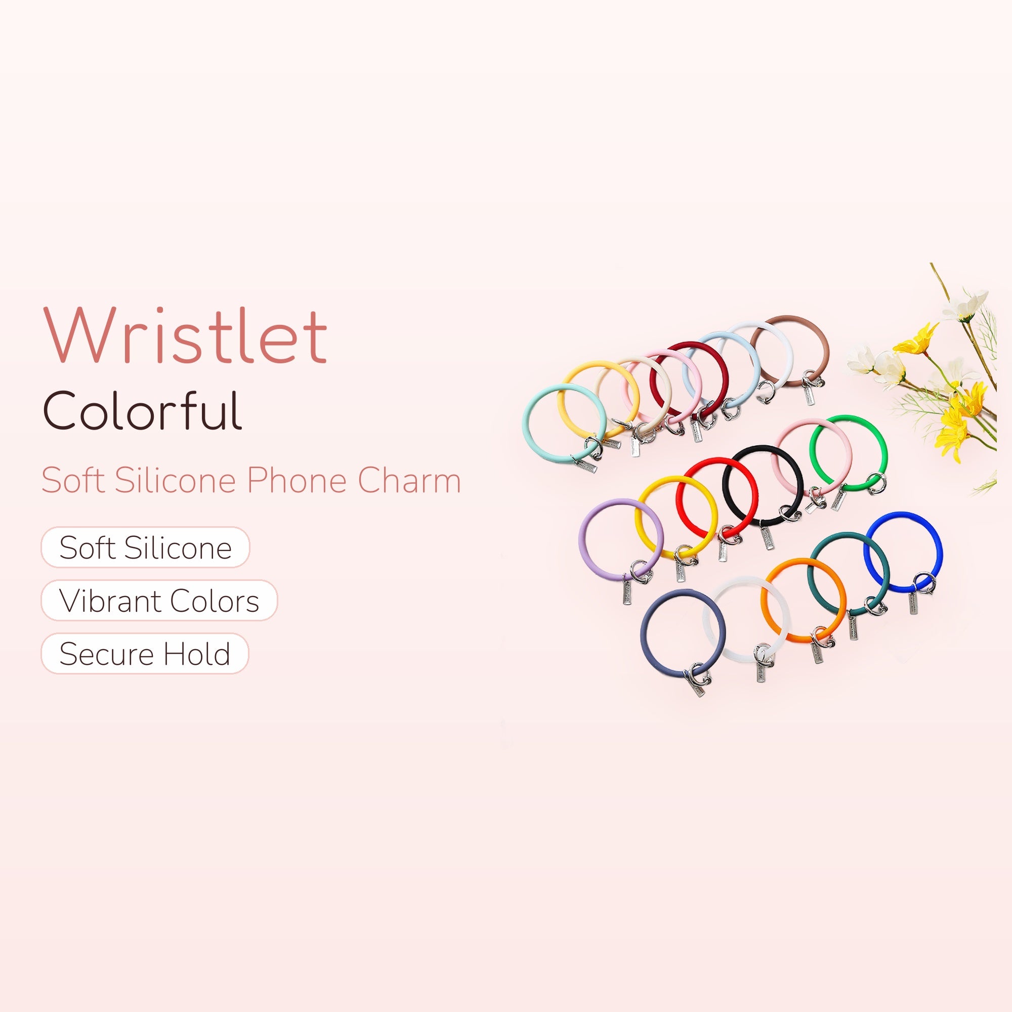 Silicone Wristlet Phone Charm Strap | Colorful Phone Lanyard Keychain