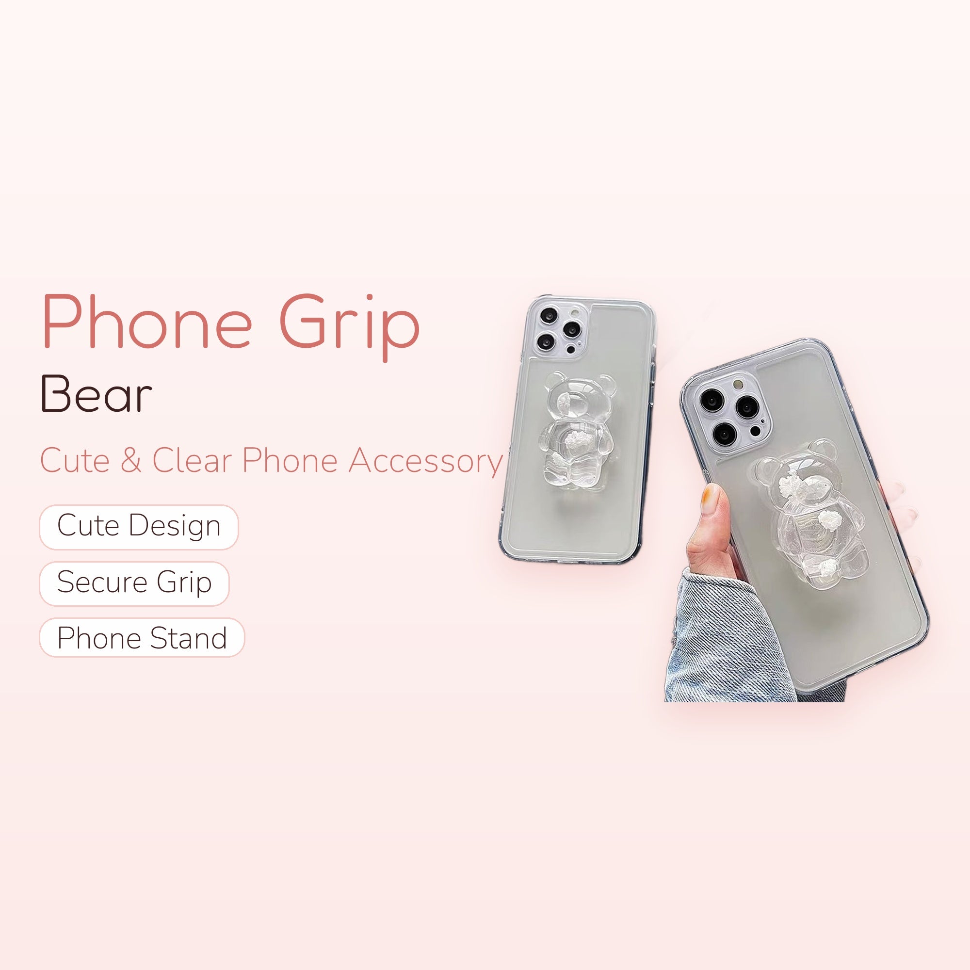 Bubble Up — Crystal Clear Transparent Pop Socket Phone Grip Stand