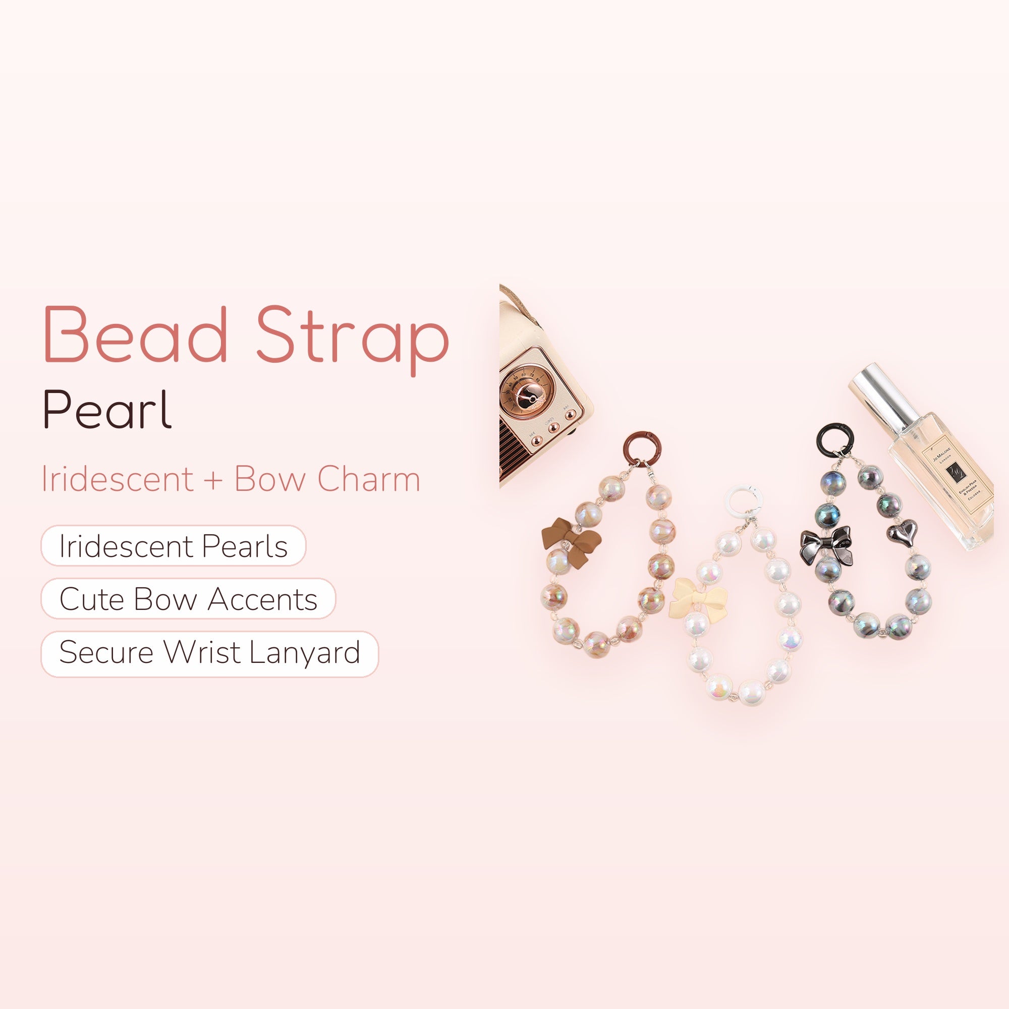 Dazzle — Crystal Heart Sparkle Beaded Phone Charm Wrist Strap