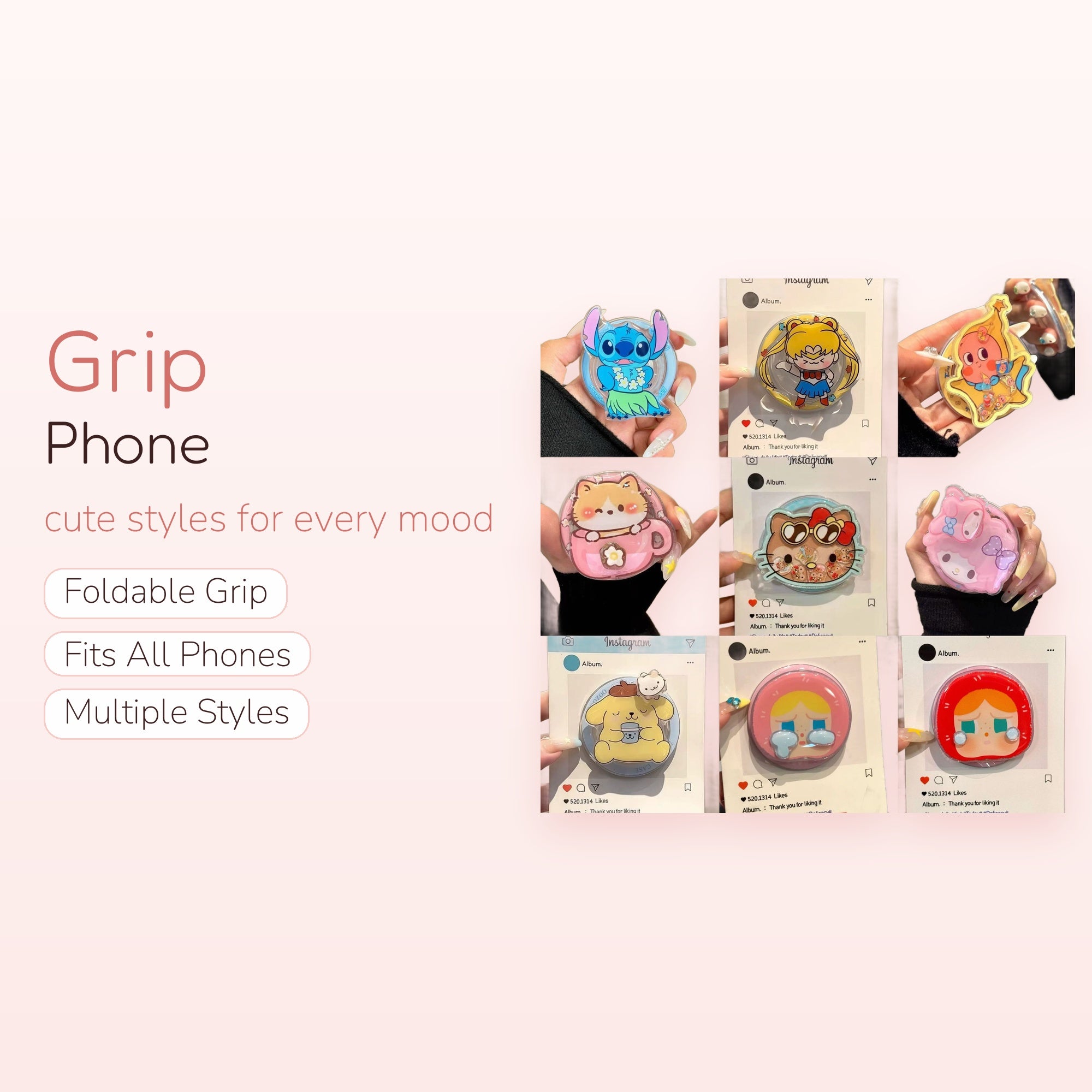 SIMPLYBUBBI — Cute Cartoon Anime Pop Socket Stand | Fun Phone Grip Holder