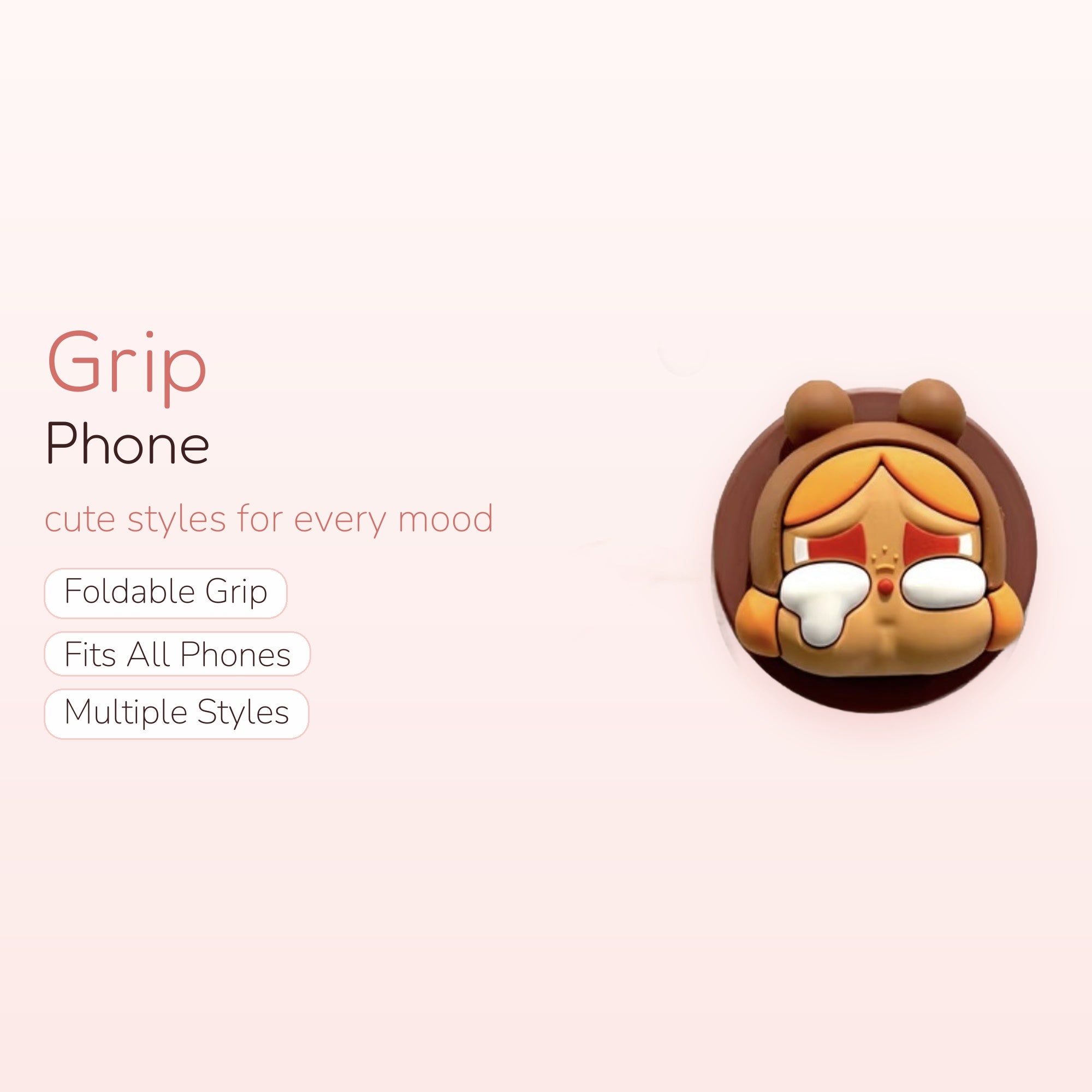 Crying Bear Instagram Post Phone Grip | Kawaii Pop Socket Stand