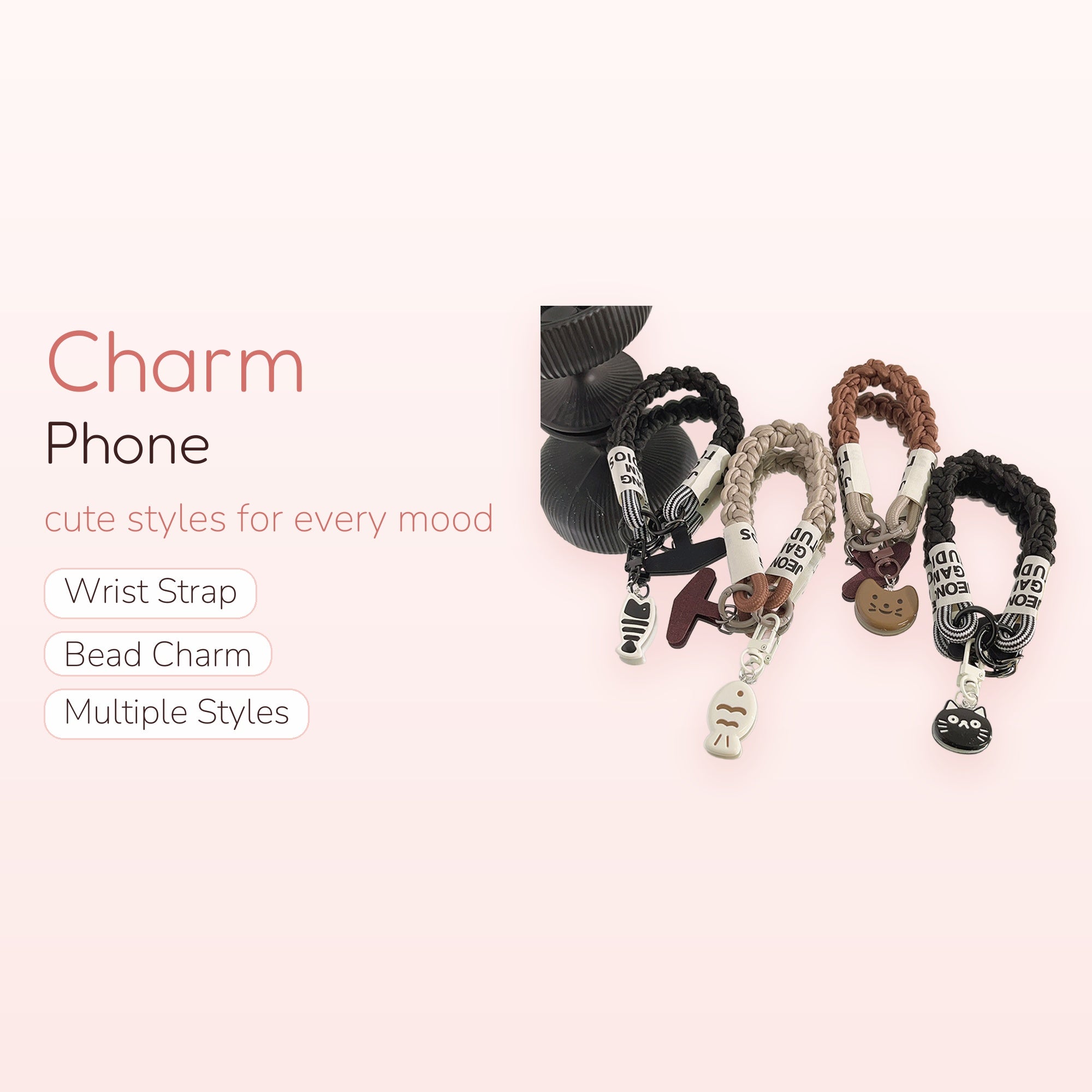 Braided Wrist Phone Charm Strap | Cute Animal & Fish Pendant Lanyard