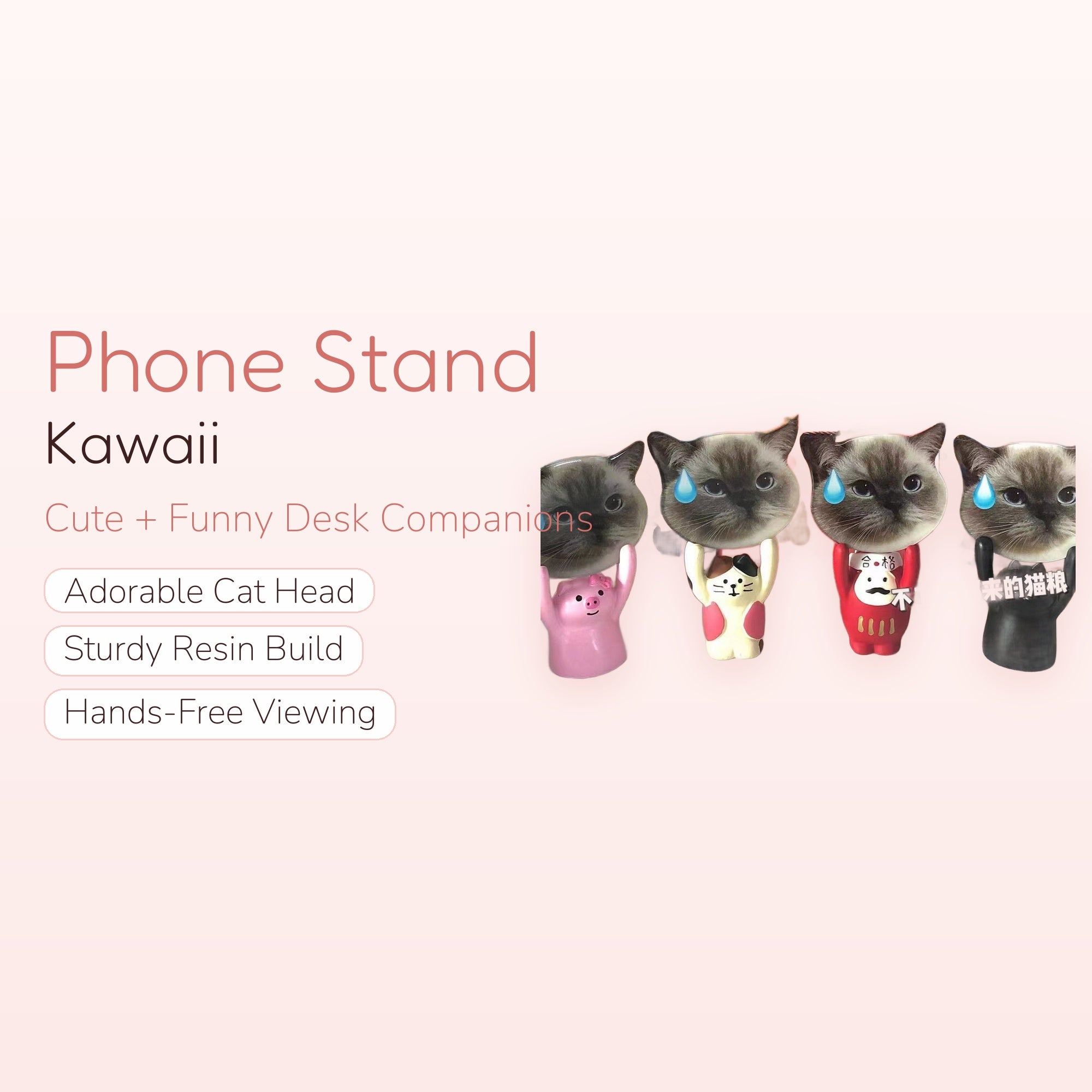 Kawaii Cat Phone Stand | Cute Animal Resin Desk Holder | Funny Cat Gift | Aesthetic Phone Accessory | Gift for Her