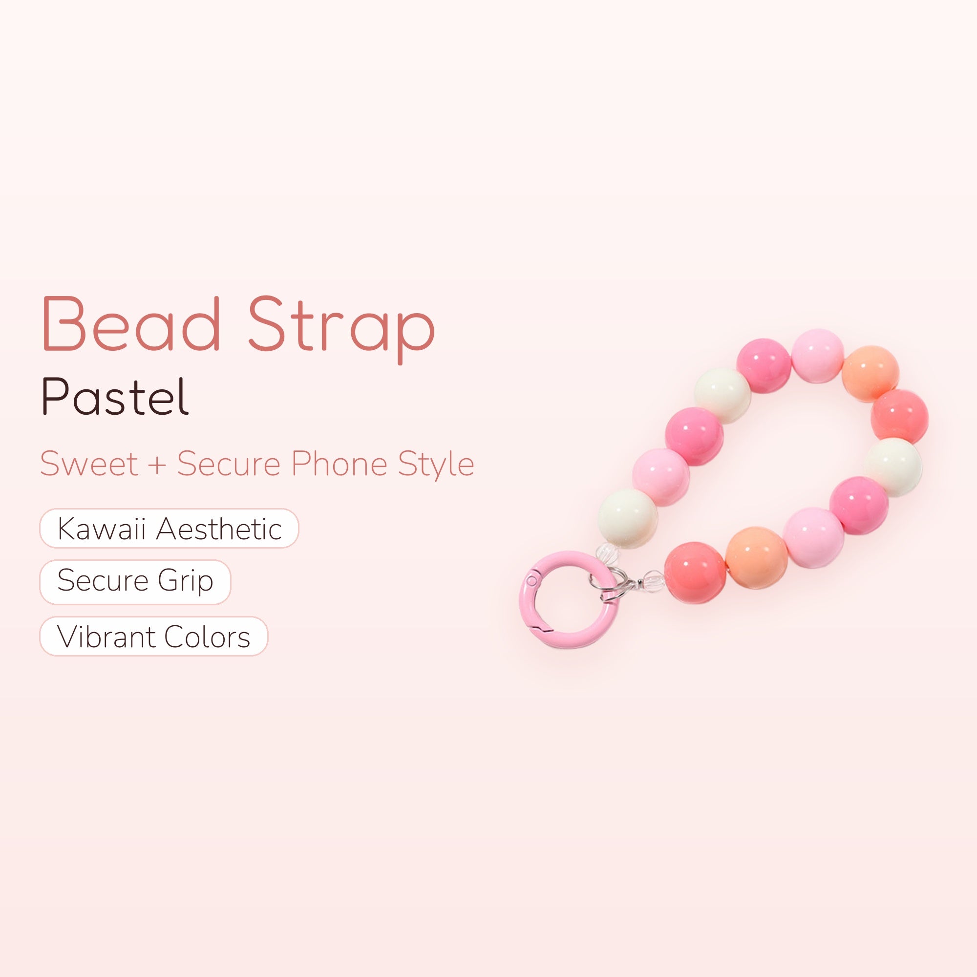Tied Up — Pastel Bead Phone Charm Strap with Bow