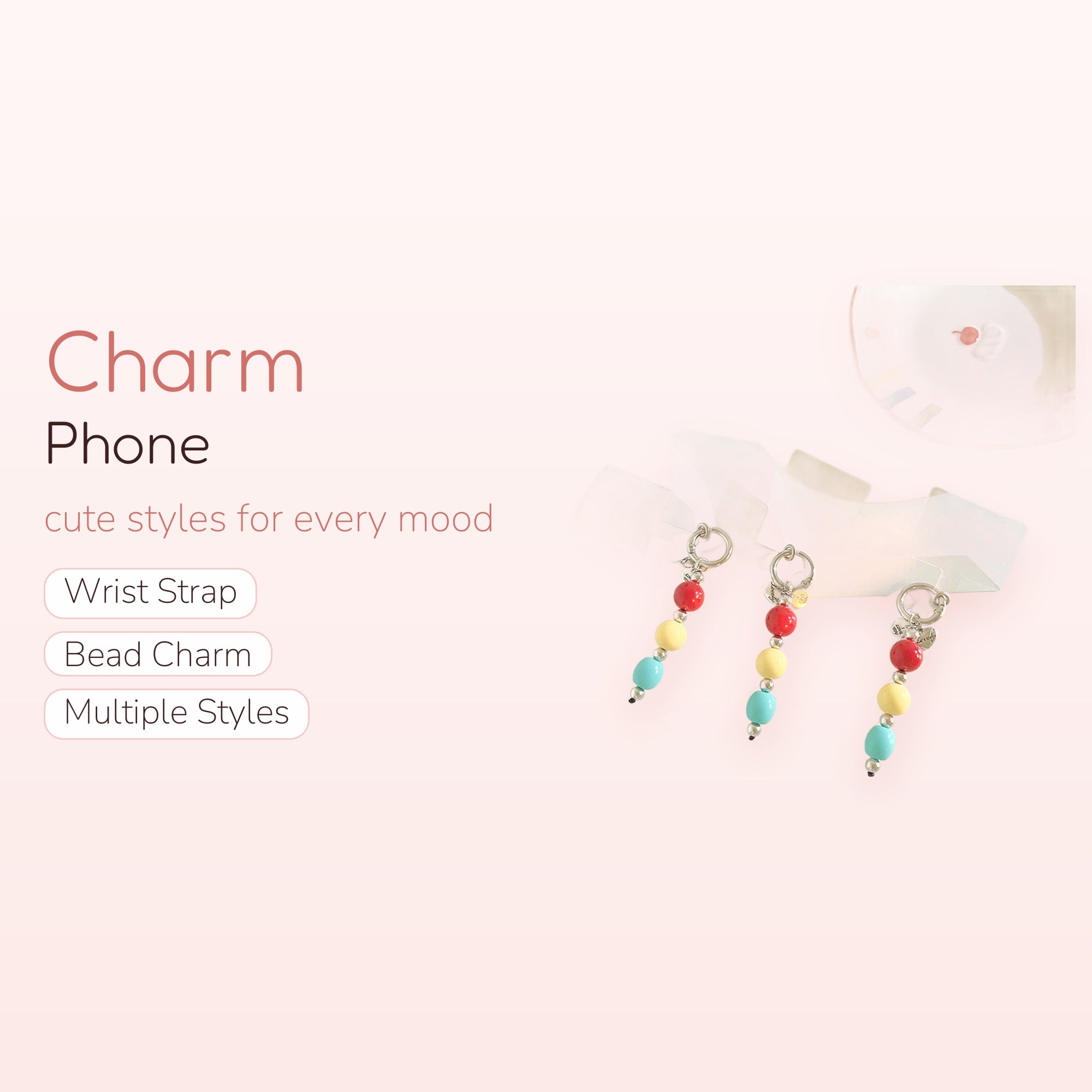 Colorful Beaded Phone Charm | Y2K Aesthetic Dangle Phone Strap