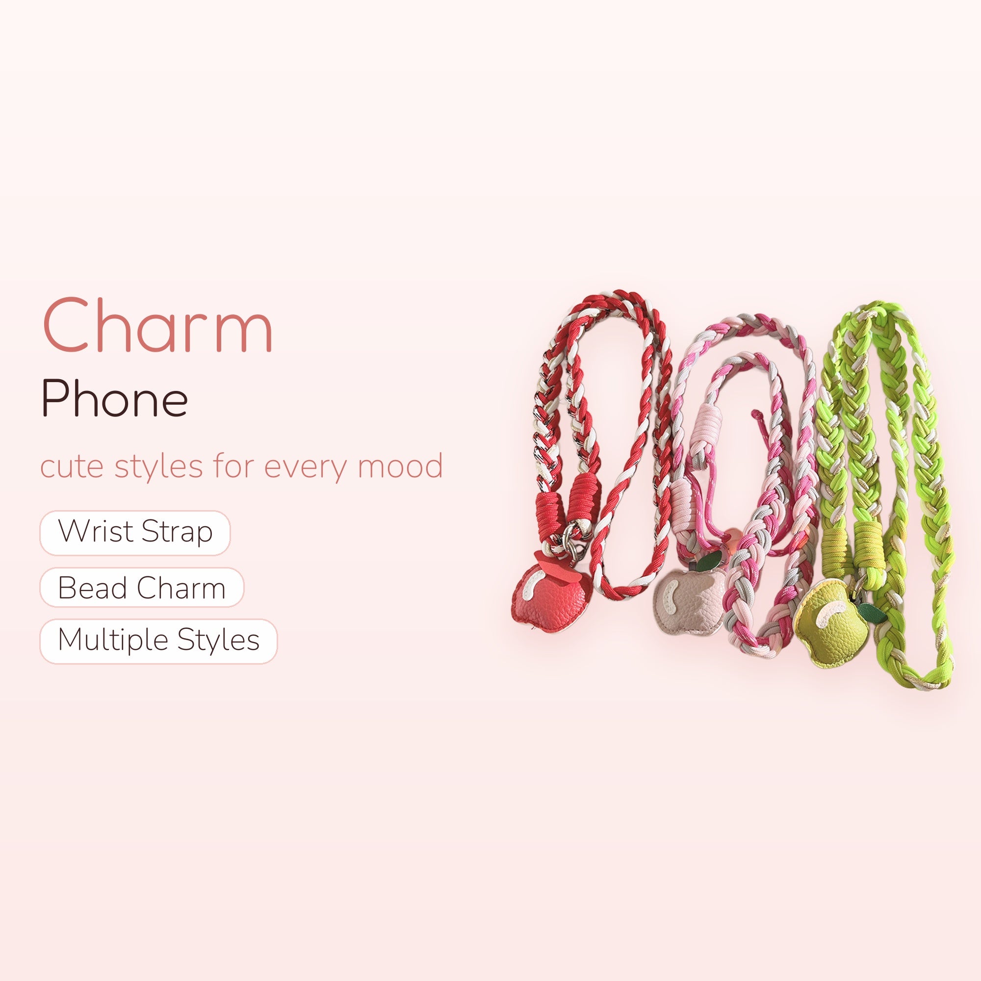 Braided Apple Phone Charm Lanyard | Cute Wrist Strap for Phone