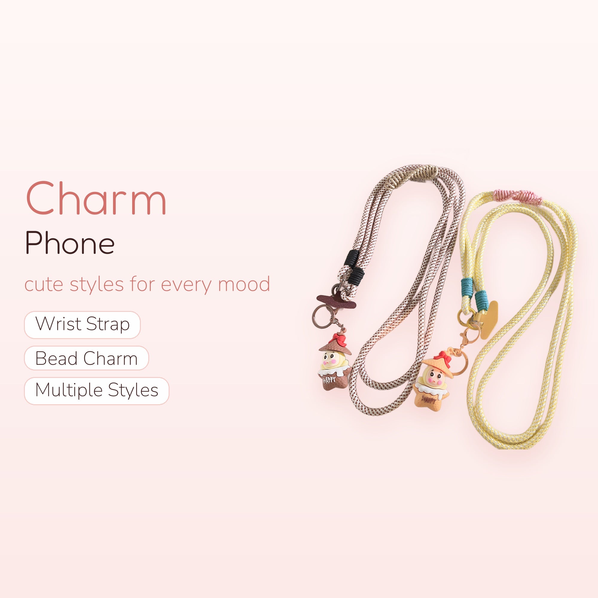 Kawaii Mushroom Character Phone Lanyard | Cute Adjustable Neck Strap