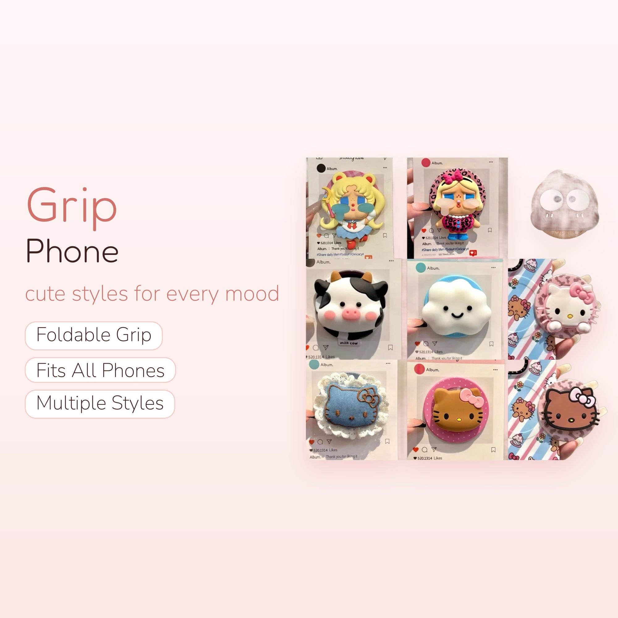 SIMPLYBUBBI — Chibi Crying Blue Tears Phone Grip | Kawaii Pop Socket Stand
