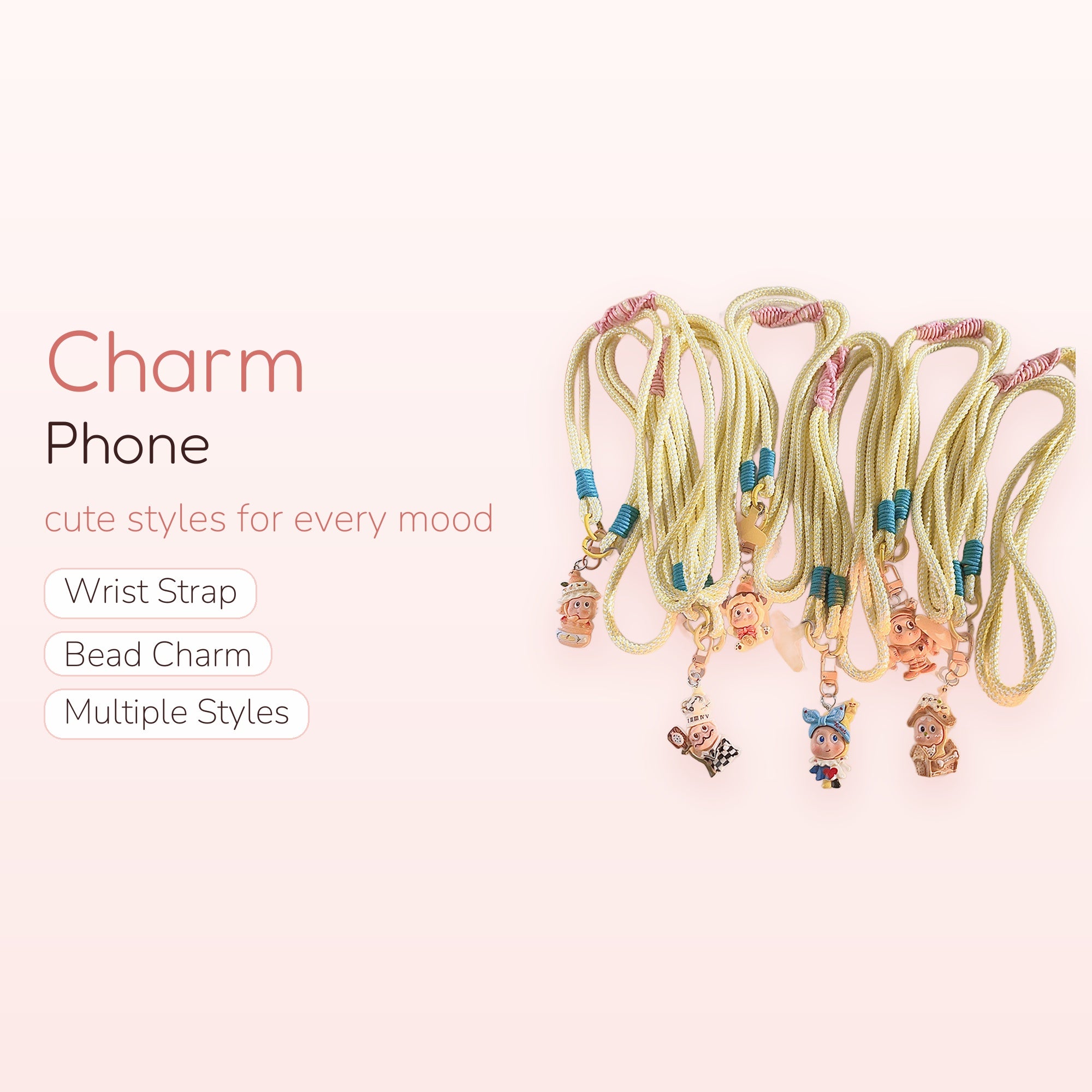 SIMPLYBUBBI — Whimsical Figurines & Braided Neck Strap | Kawaii Phone Lanyard