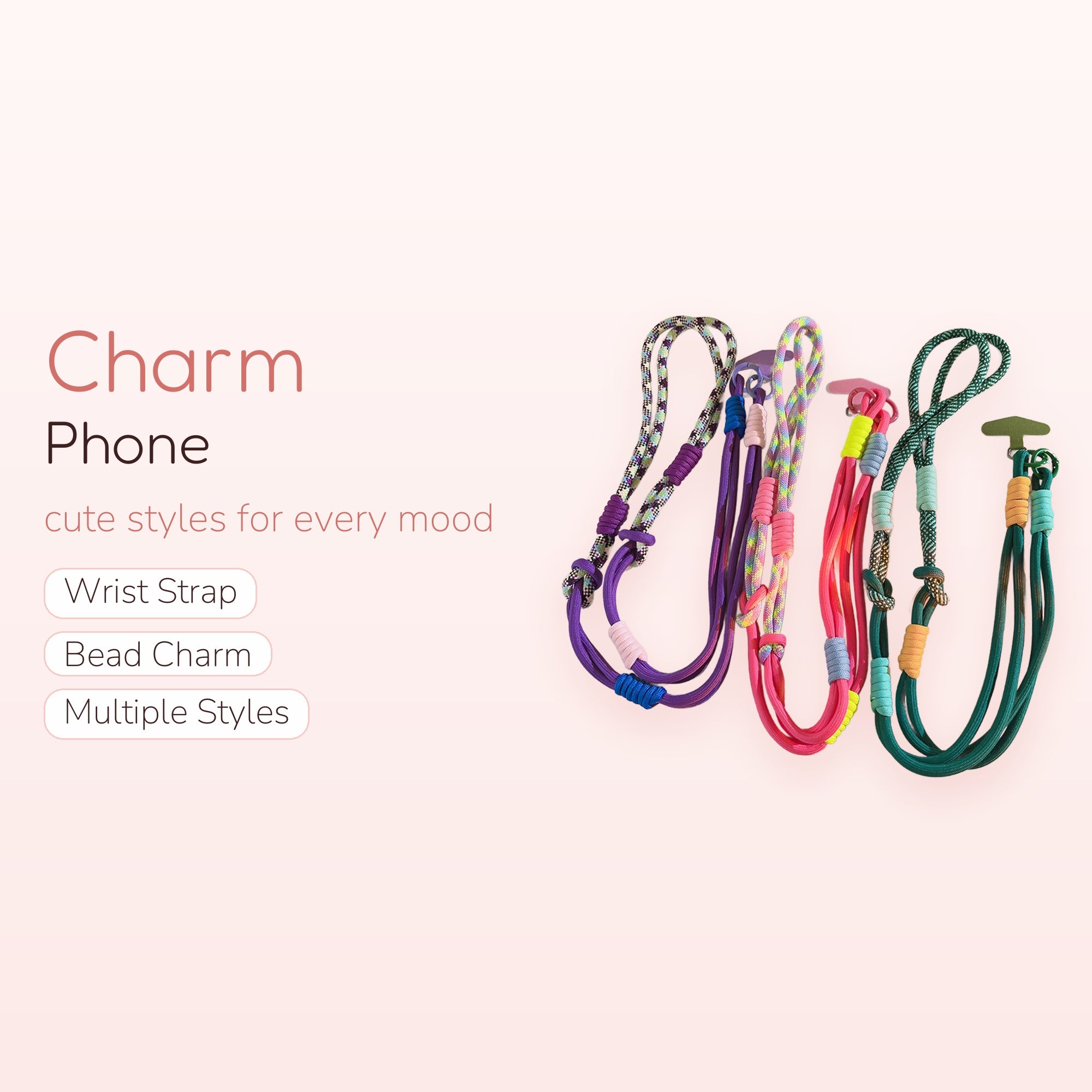 SIMPLYBUBBI — Adjustable Woven Cord Phone Lanyard | Vivid Multicolored Strap
