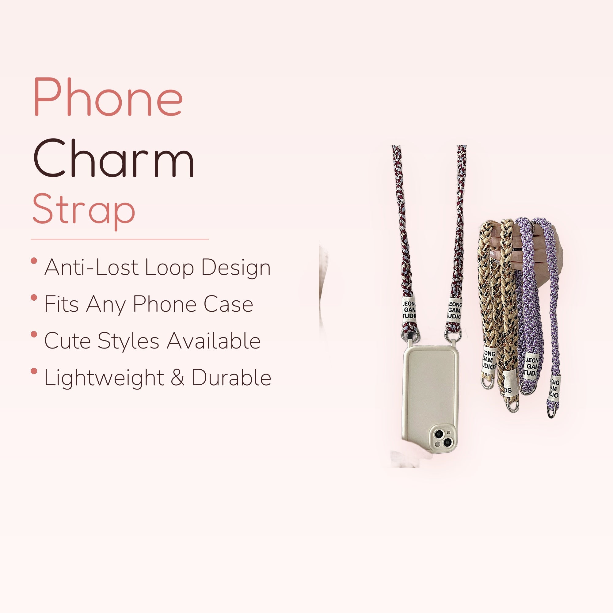 SIMPLYBUBBI — Assorted Braided Rope Lanyards | Crossbody Phone Straps with Rings