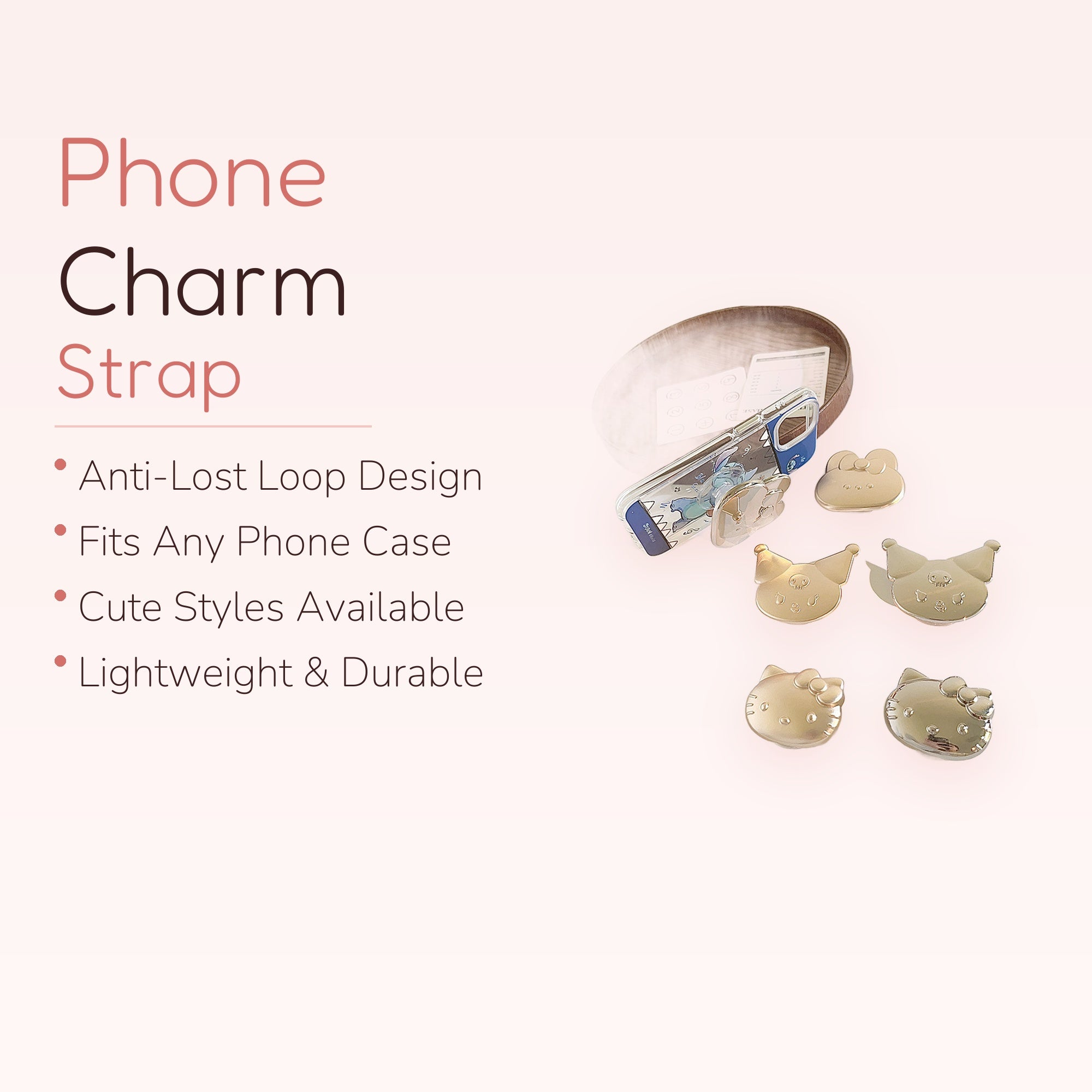 Shiny Gold Sanrio Character Phone Grip | Cute Pop Socket Stand