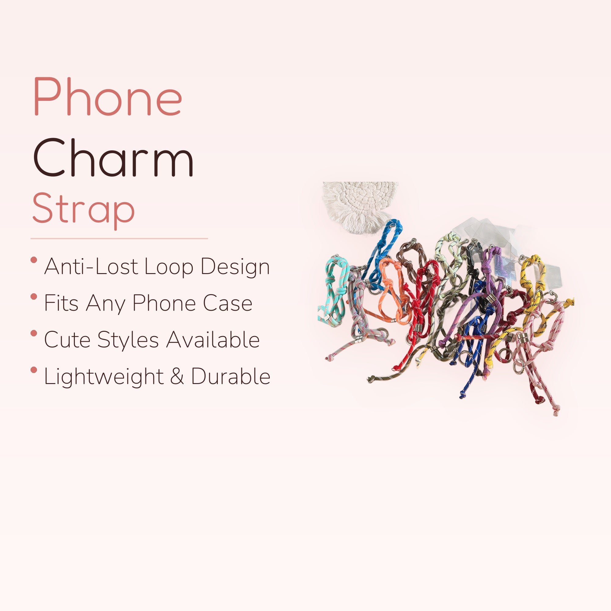 SIMPLYBUBBI — Multi-Color Braided Cord Phone Lanyard | Adjustable Wrist/Neck Strap