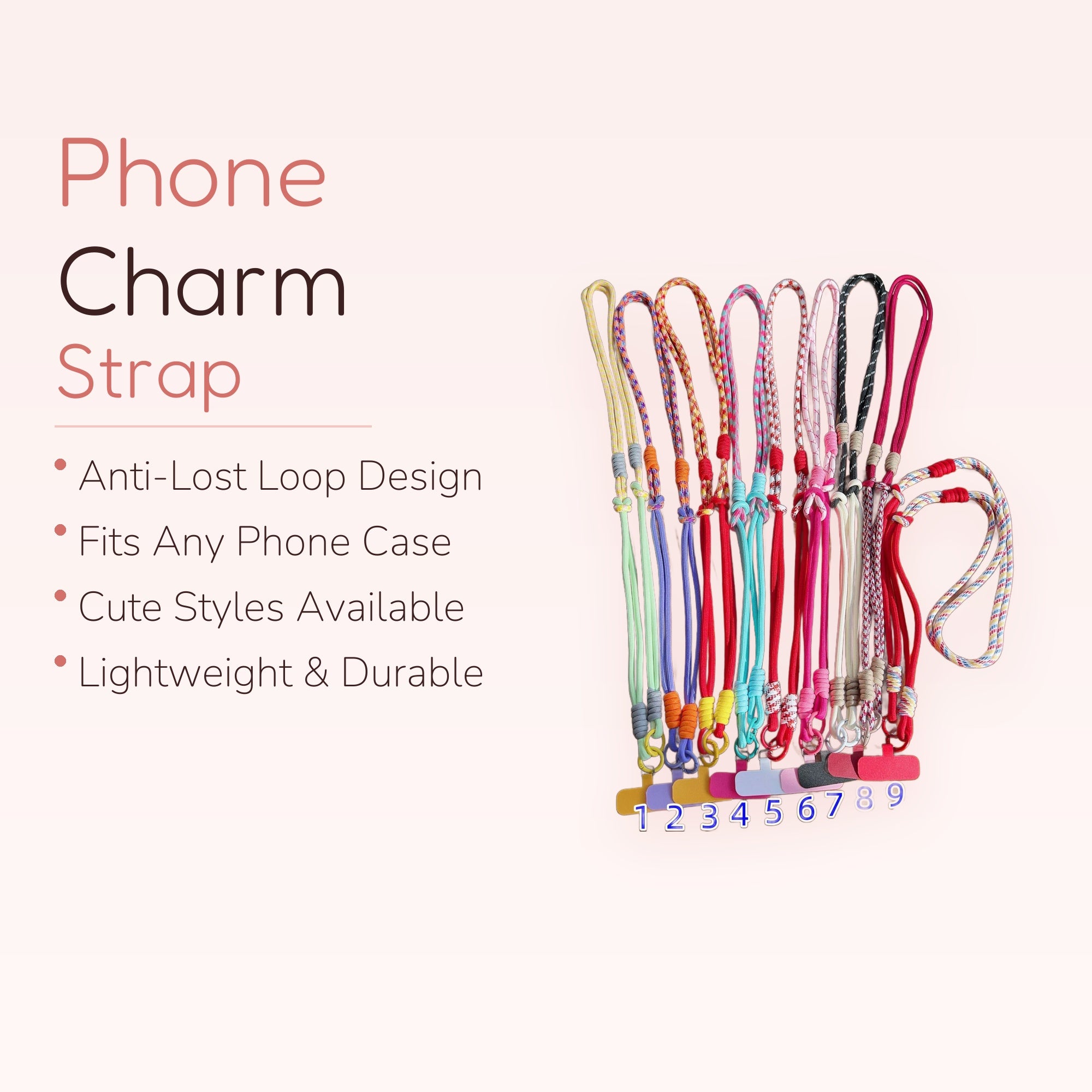 SIMPLYBUBBI — Multi-colored Braided Phone Lanyard | Adjustable Crossbody Strap with Phone Tab