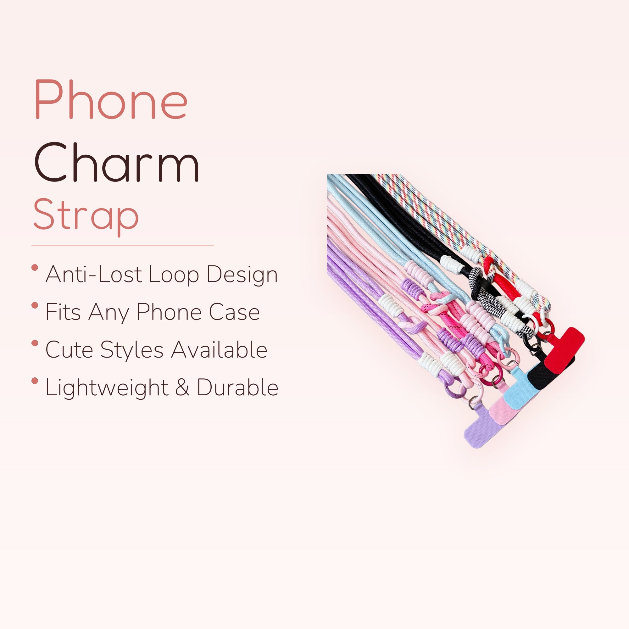 Pastel Braided Rope Phone Lanyard | Adjustable Crossbody Strap with Phone Tab