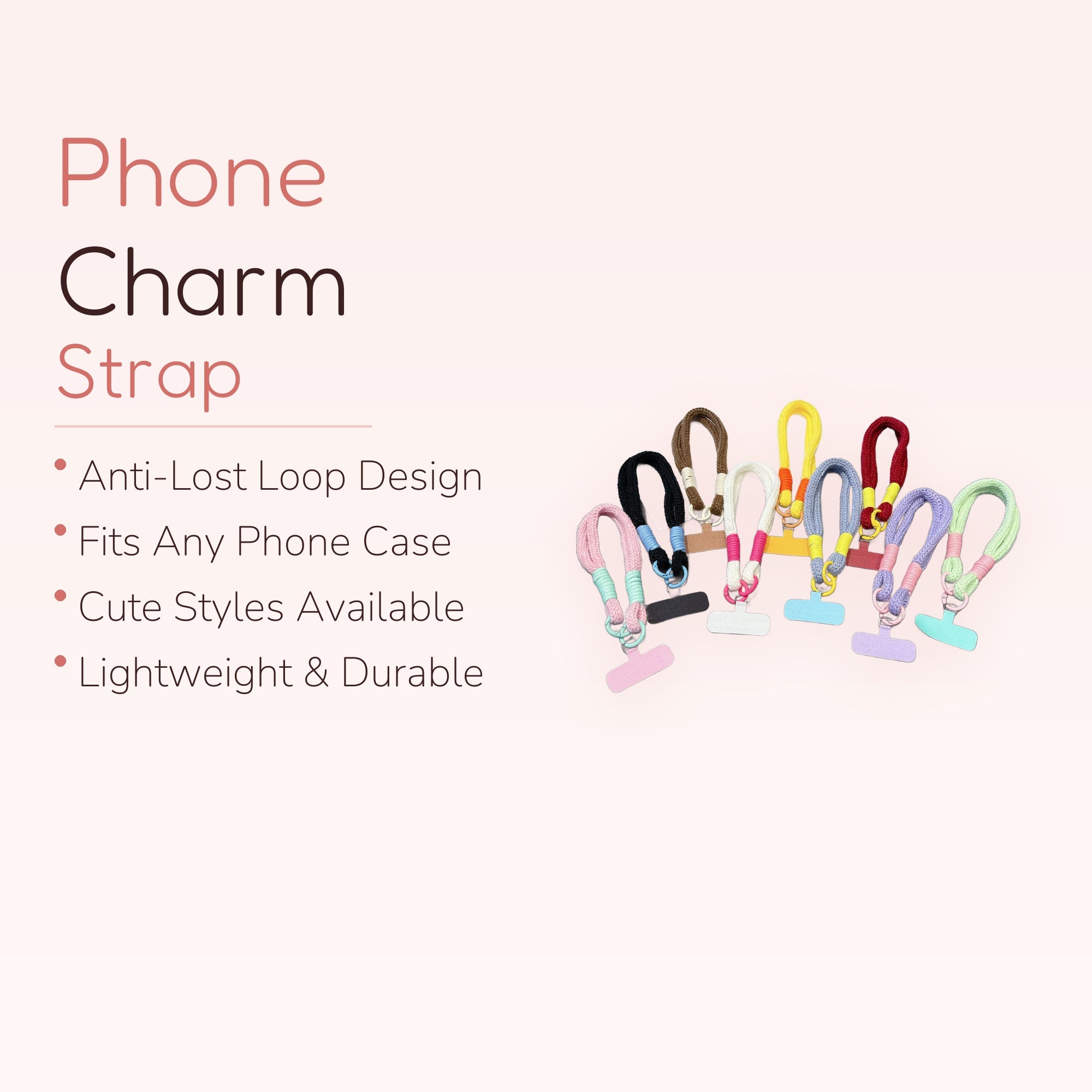 Knitted Braided Phone Charm Strap | Colorful Wrist Lanyard with Phone Tether