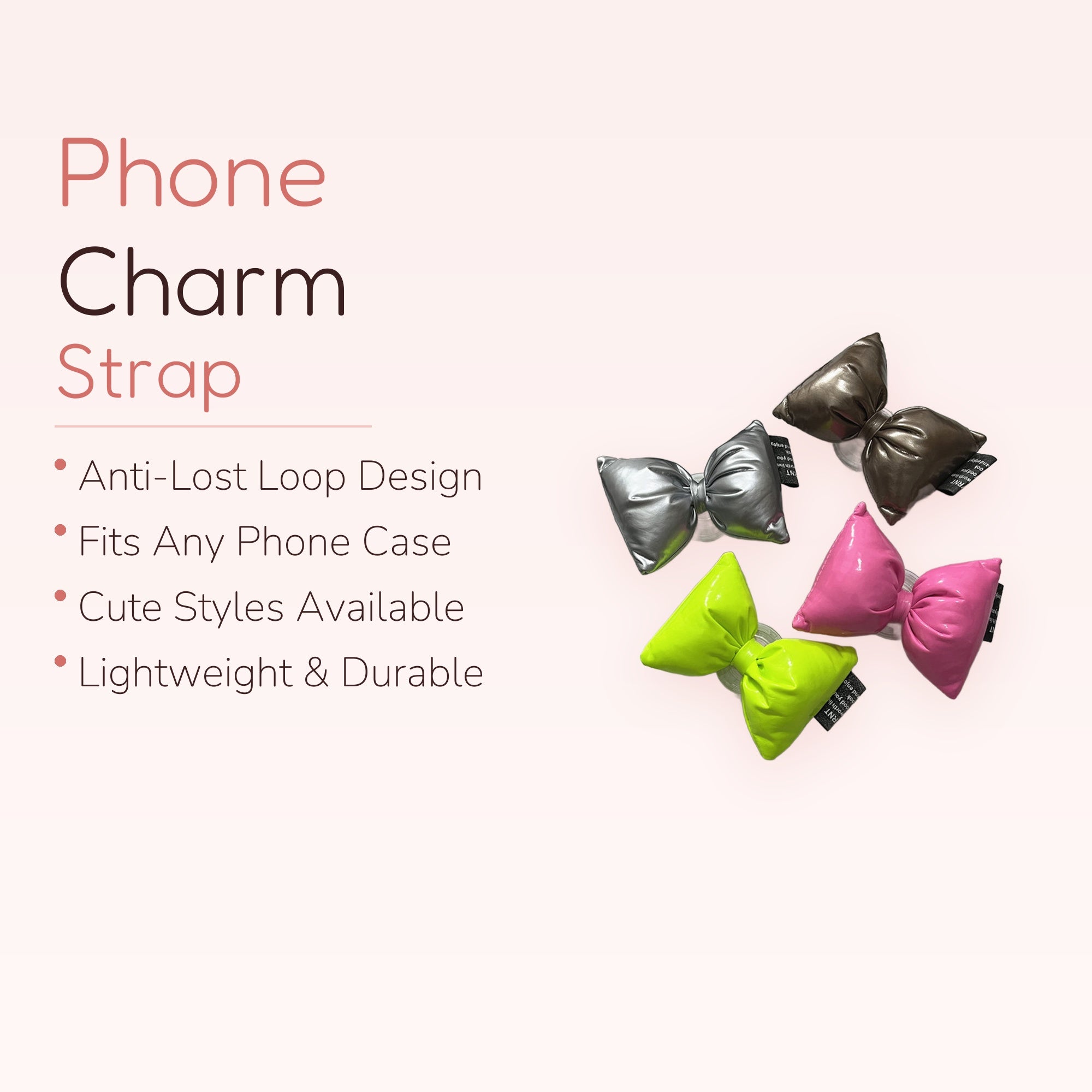 Puffy Bow Phone Grip | Metallic PVC Expandable Stand