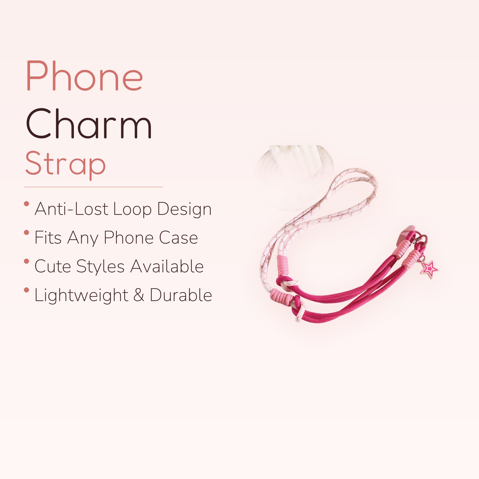Pink & Hot Pink Star Phone Lanyard | Aesthetic Crossbody Strap