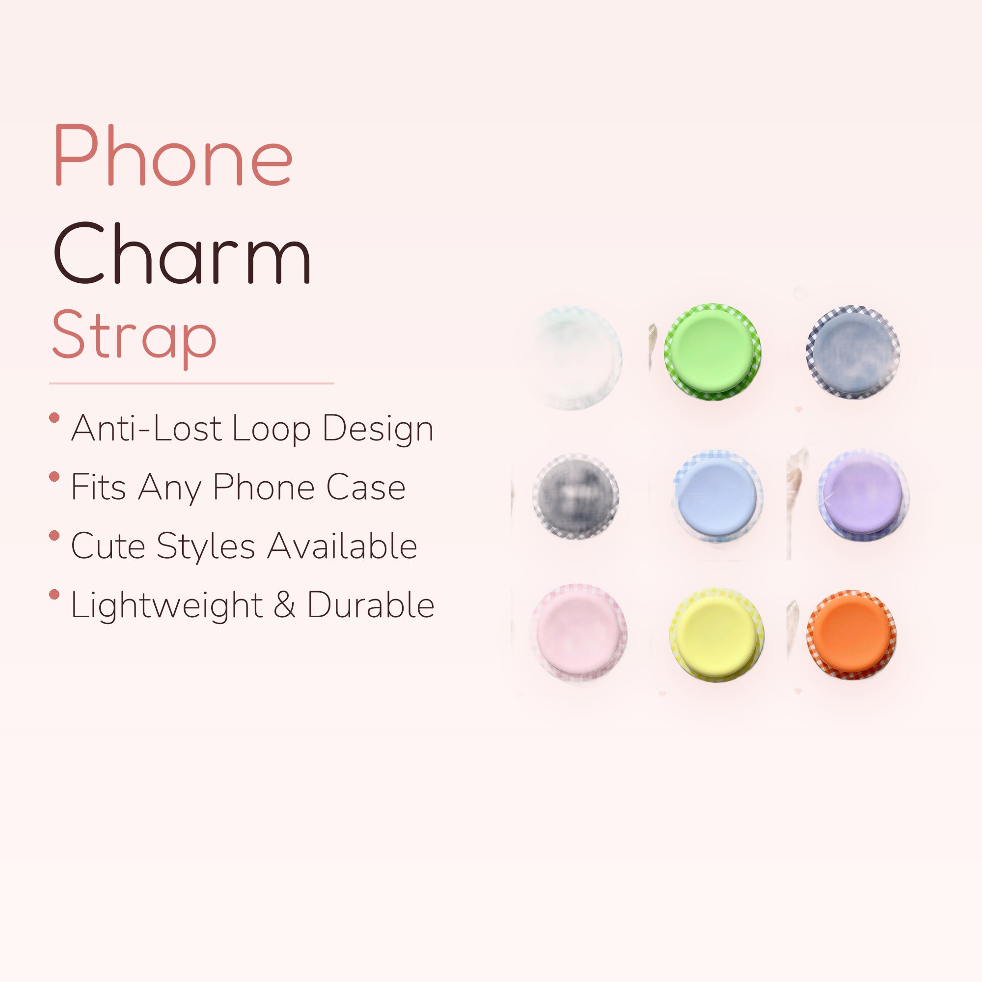 Gingham Check Silicone Phone Grip | Cute Pastel Pop Socket Stand for iPhone & Android