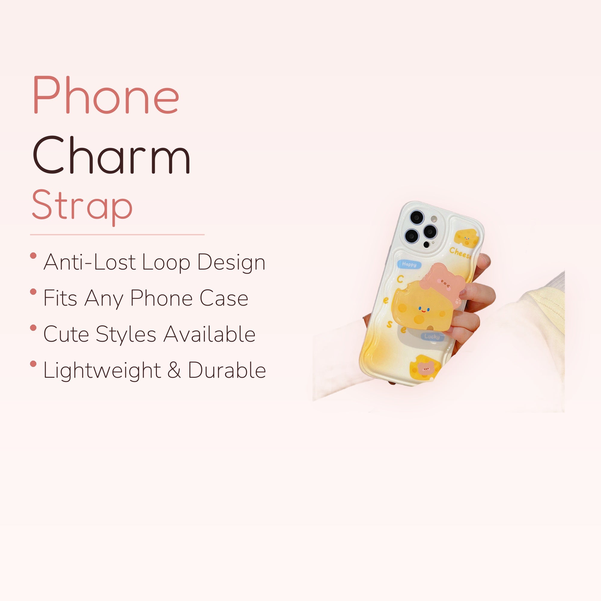 Kawaii Cheese Bear Phone Grip | Cute Pop Socket Stand | Aesthetic Phone Accessory | Gift for Her | Trendy Phone Holder
