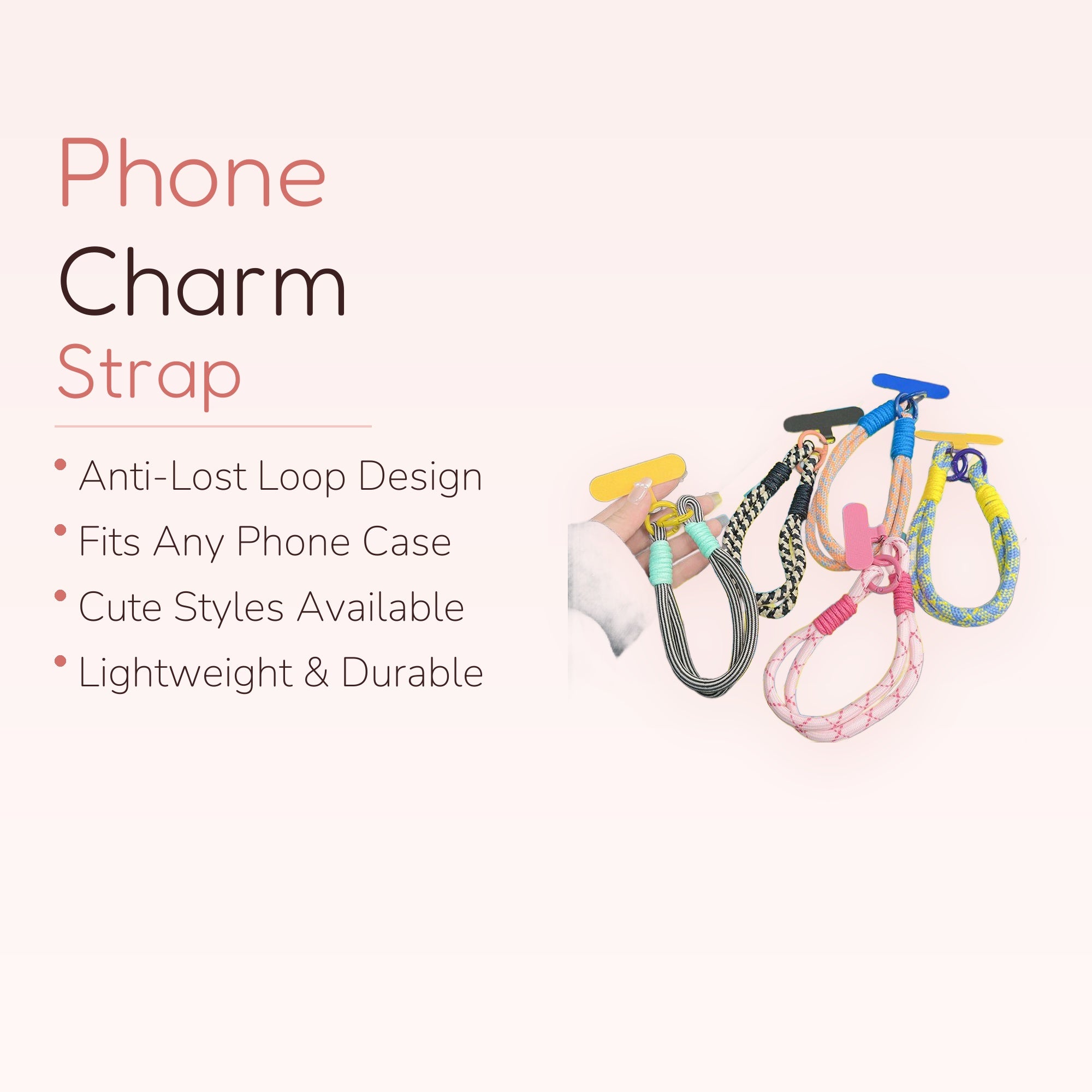 SimplyBubbi — Braided Wrist Phone Strap with Patch | Colorful Lanyard Set