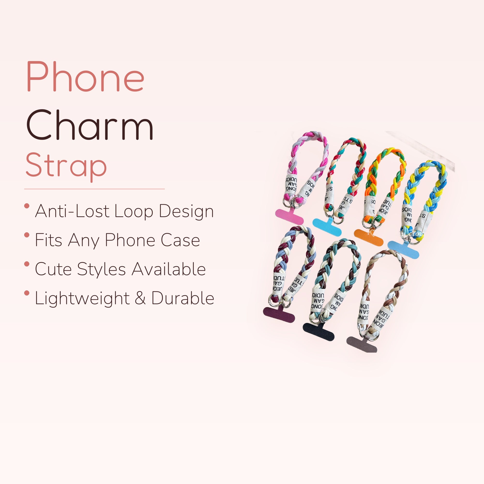 Braided Rope Phone Charm Strap | Colorful Woven Wrist Lanyard