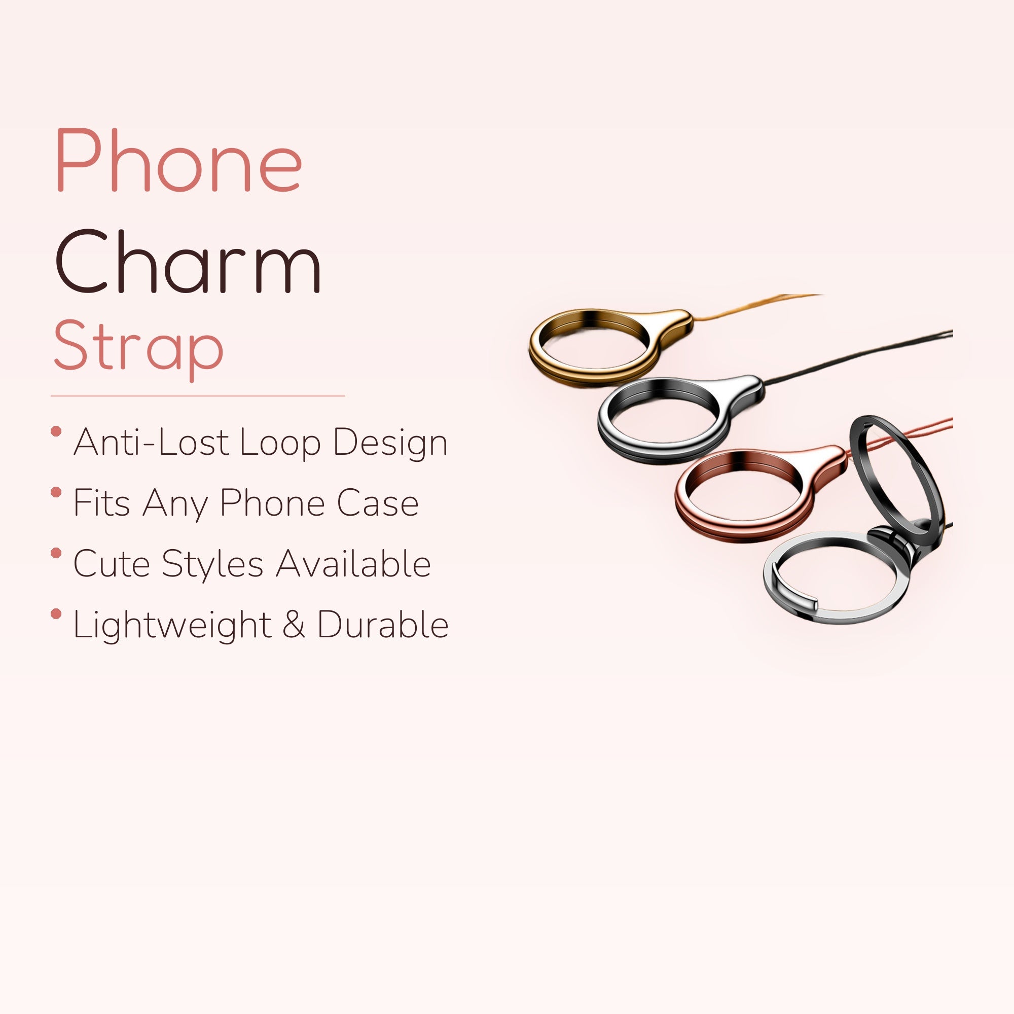 Metallic Phone Ring Holder | Cute Finger Grip Stand | Kawaii Phone Lanyard | Y2K Aesthetic | Gift for Her