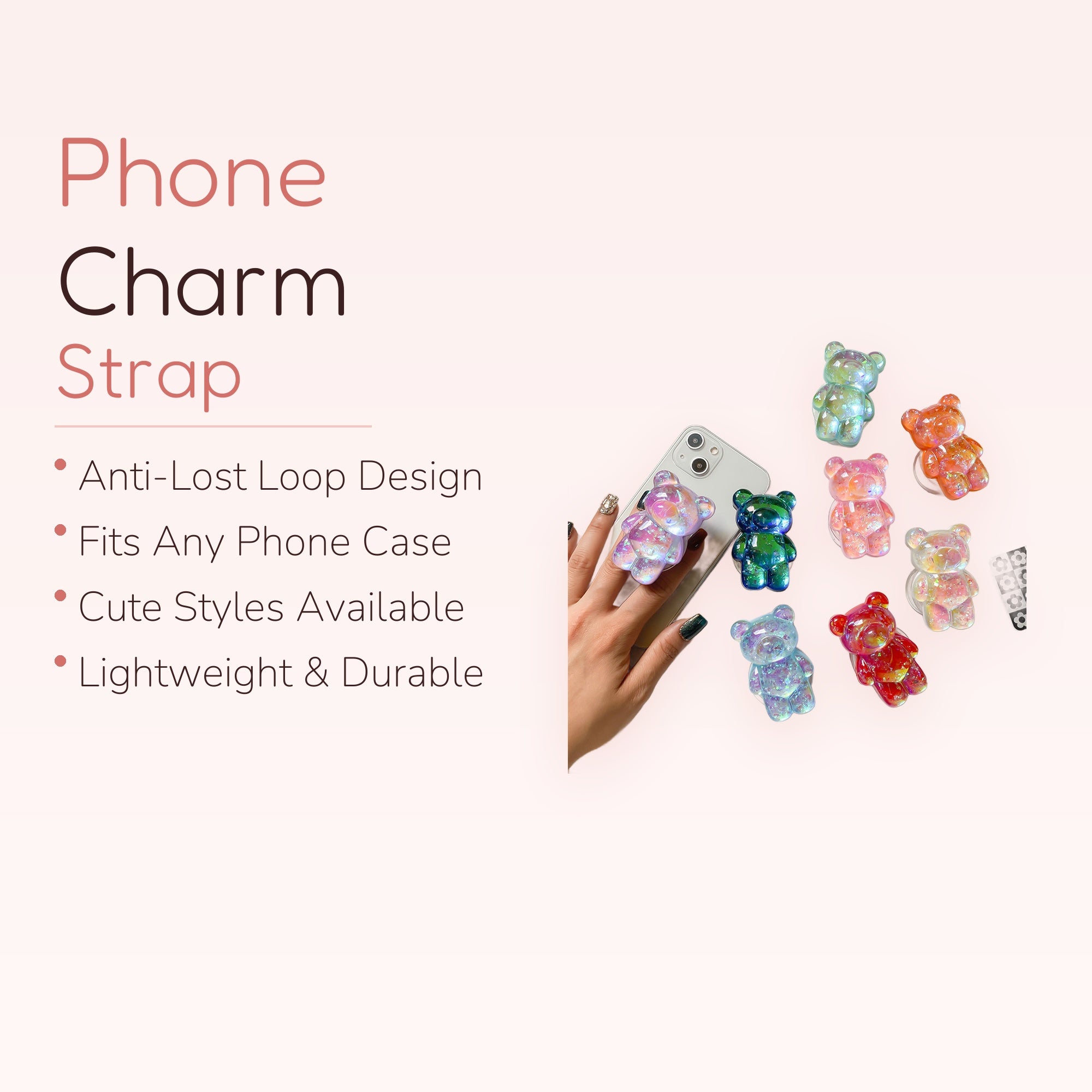 Iridescent Gummy Bear Phone Grip | Kawaii Pop Socket Stand