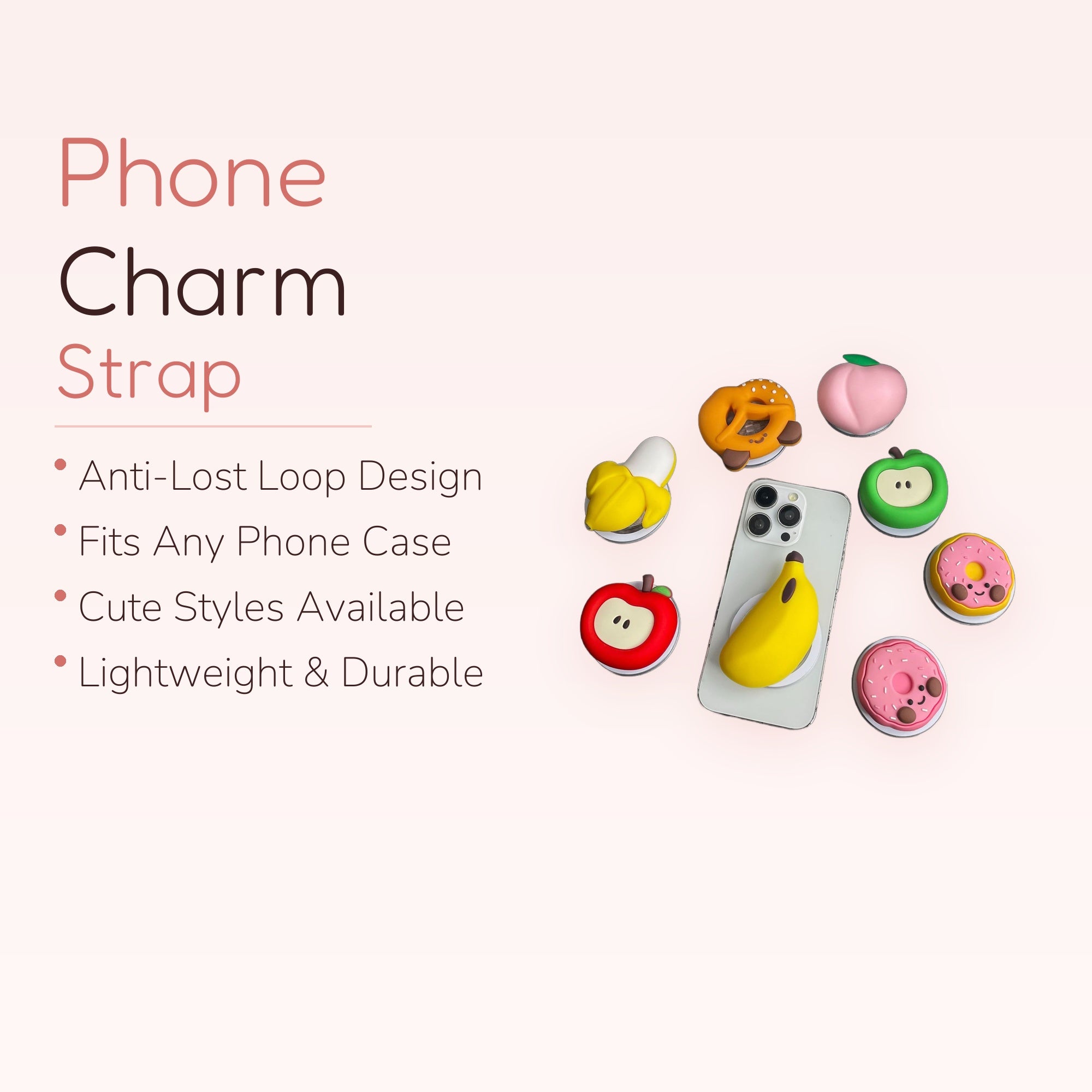 Kawaii Fruit & Snack Phone Grips | Cute Pop Socket Stand for iPhone