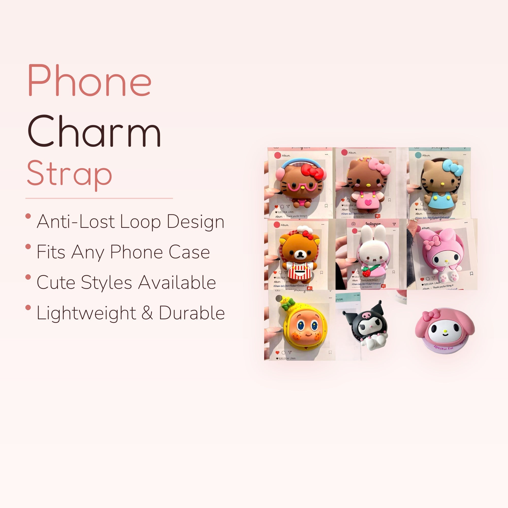 Kawaii Sanrio & Rilakkuma Character Phone Grip | Cute Silicone Pop Socket Stand