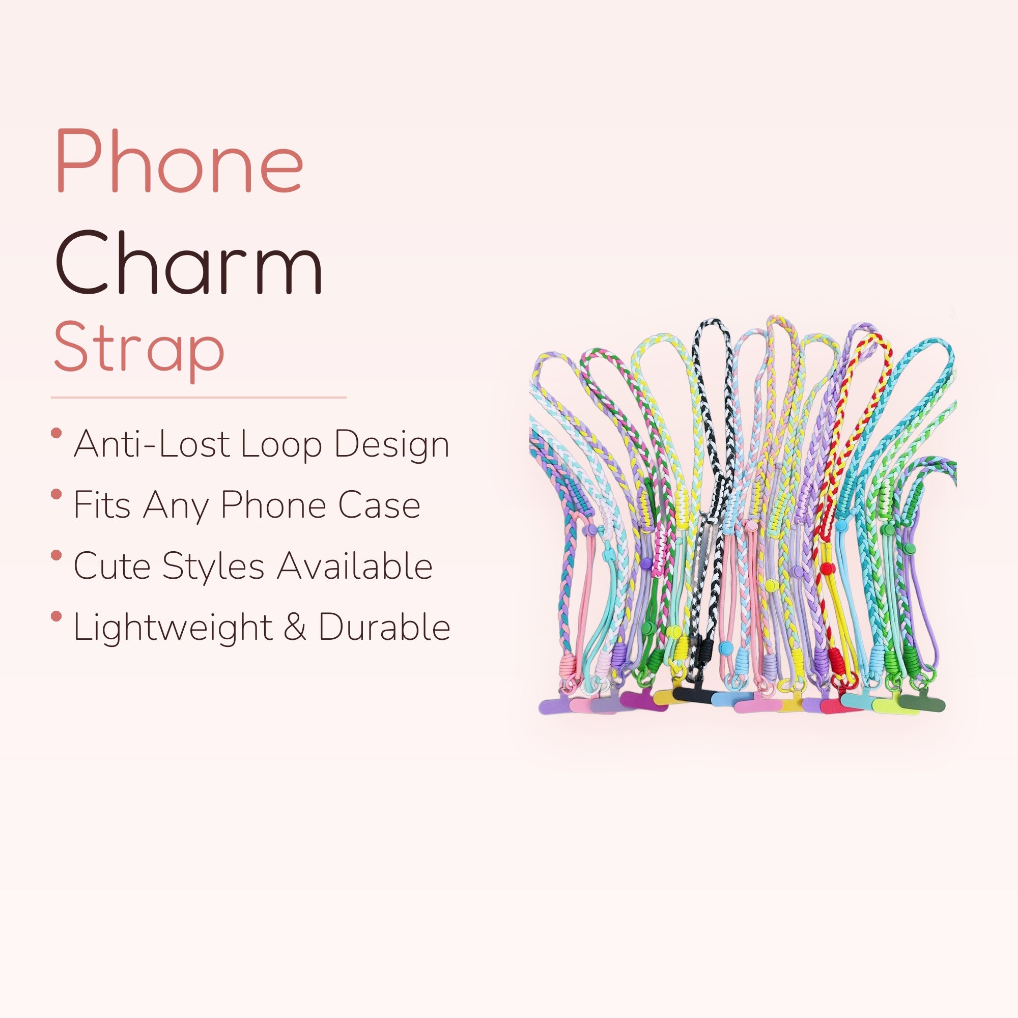 Braided Lanyard Phone Charm Strap | Colorful Woven Silicone Phone Lanyard