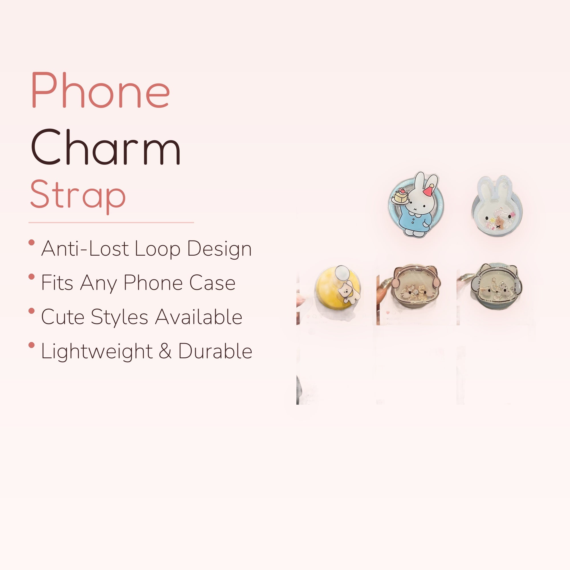 Kawaii Cartoon Character Liquid Glitter Phone Grip | Cute Pop Socket Stand for Girls