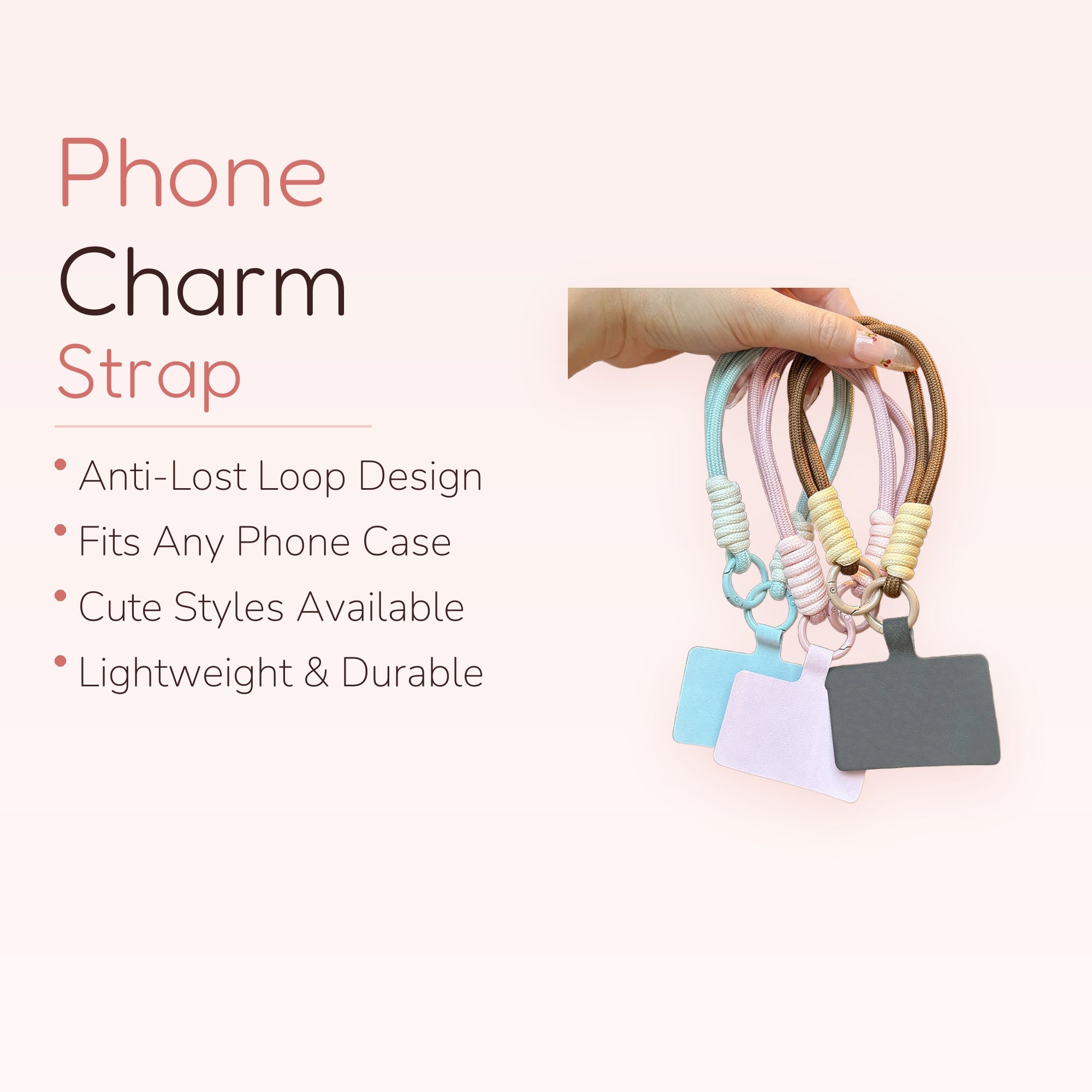Braided Rope Phone Charm Wrist Strap | Pastel Silicone Phone Lanyard