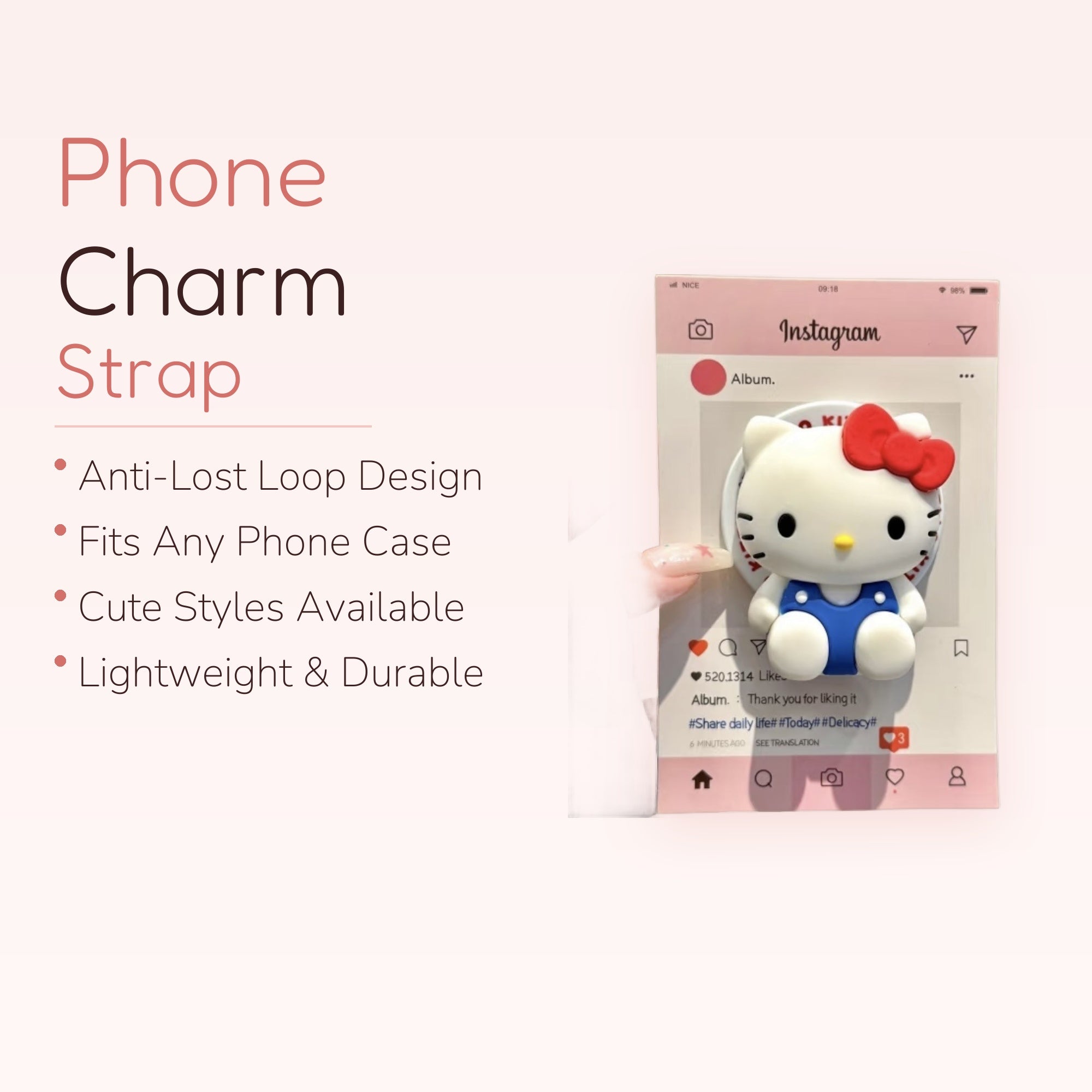 Hello Kitty Instagram Phone Grip | Kawaii Pop Socket Stand for iPhone & Android