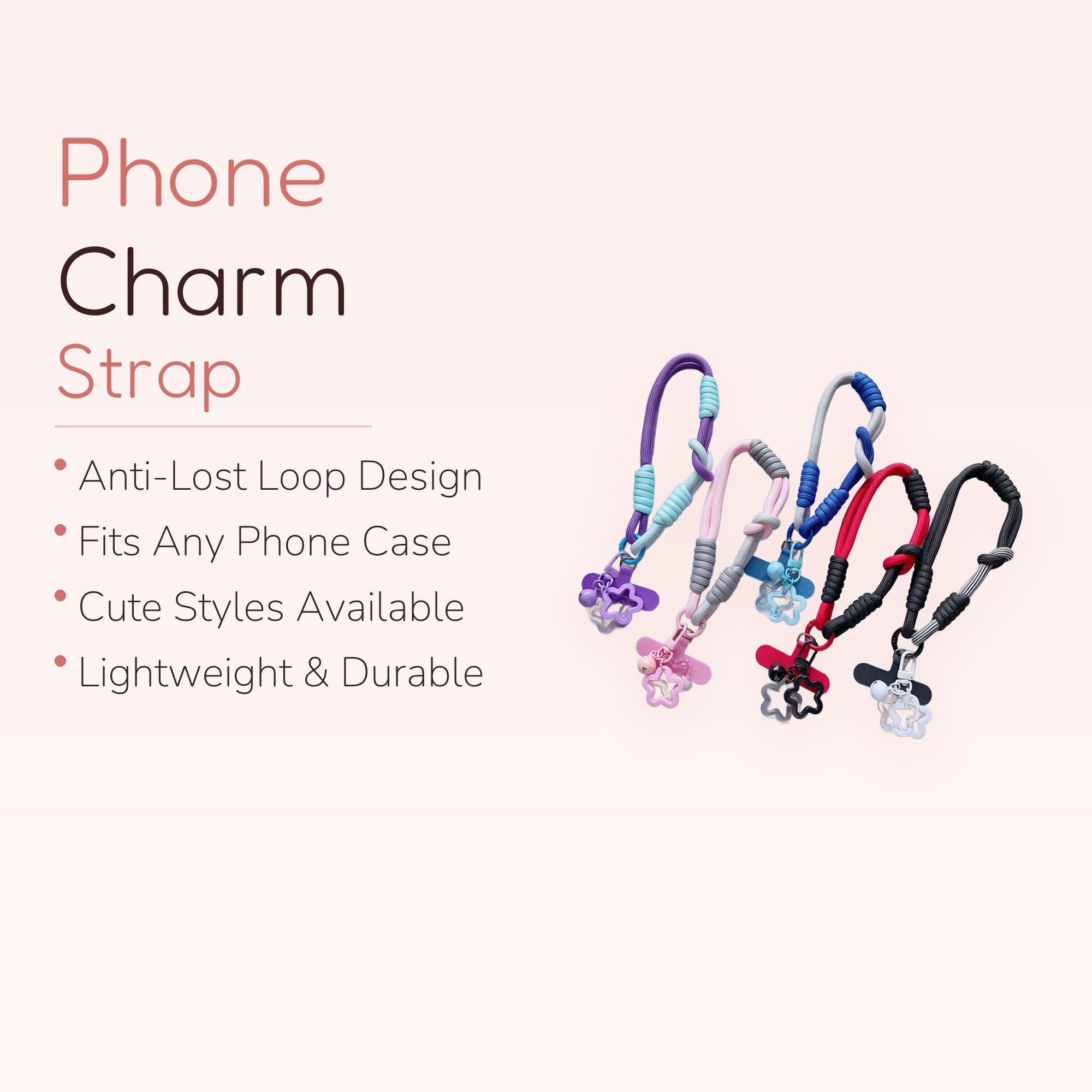 SIMPLYBUBBI — Two-Tone Star Rope Phone Strap | Kawaii Wrist Lanyard