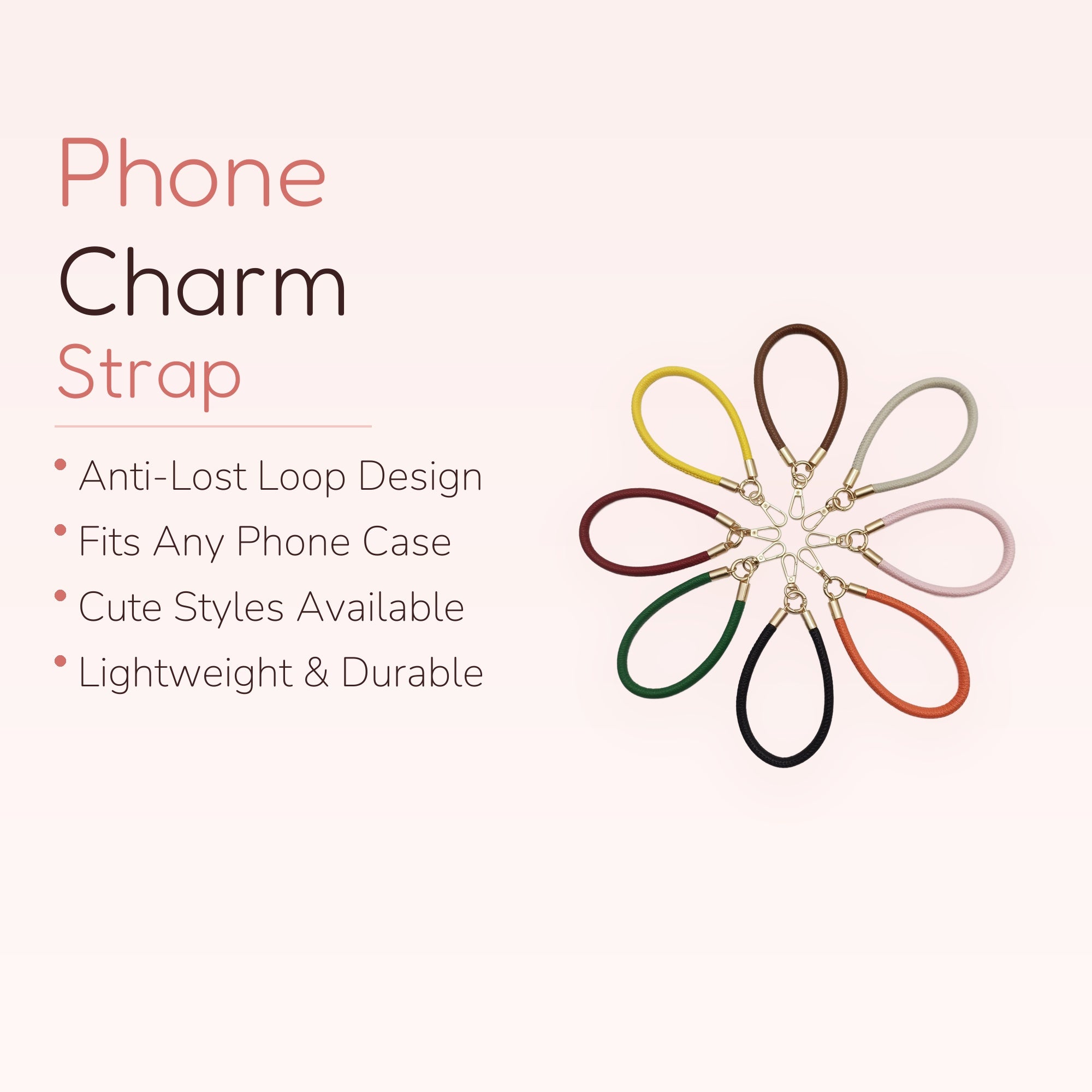 Colorful Leather Wristlet Phone Charm | Aesthetic Keychain Lanyard Strap