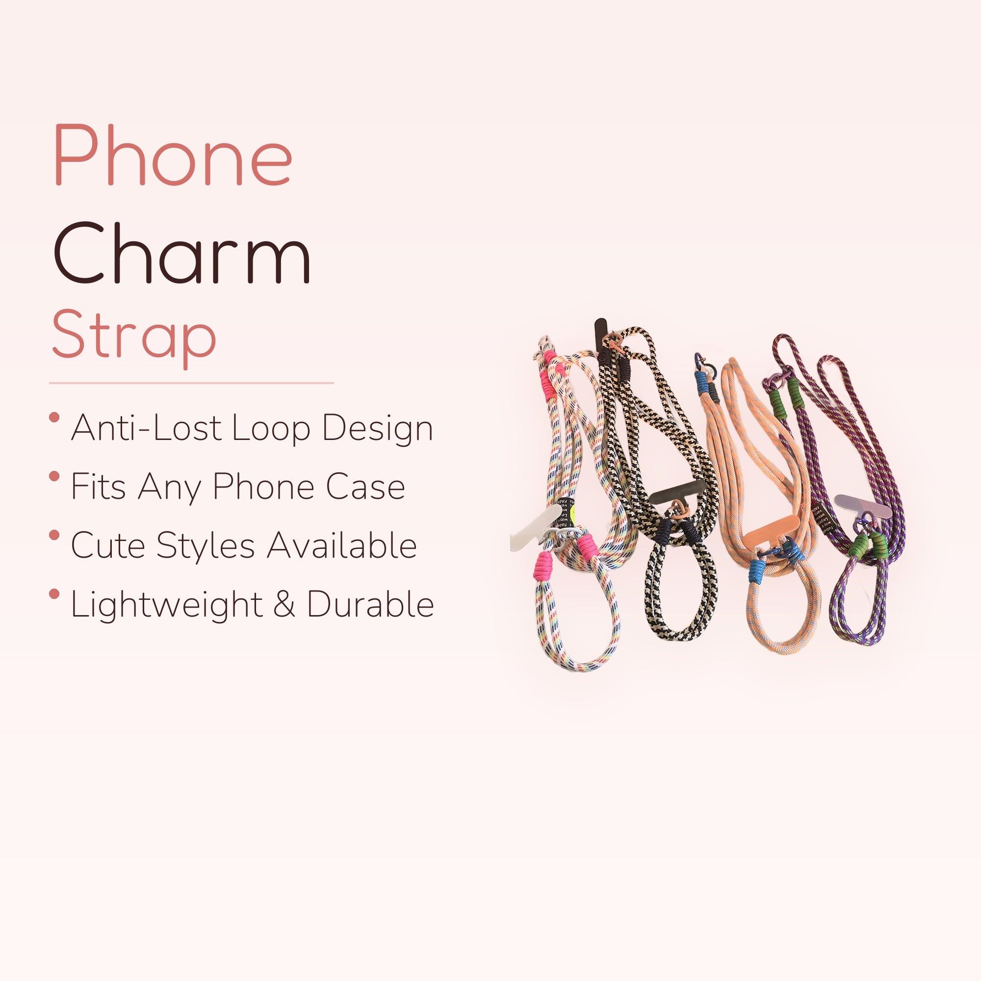 SIMPLYBUBBI — Patterned Braided Cord Phone Lanyard | Crossbody Phone Strap with Phone Patch