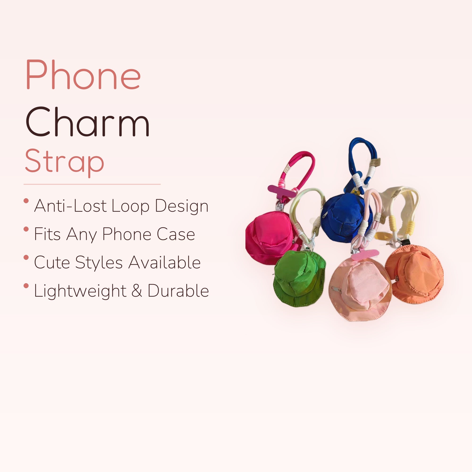 Mini Bucket Hat Phone Charm Lanyard | Cute Colorful Wrist Strap Keychain